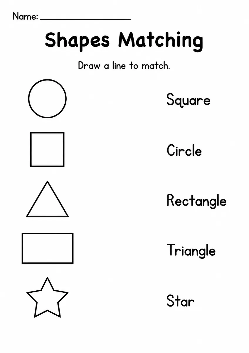 Shapes matching worksheet for Grade 1