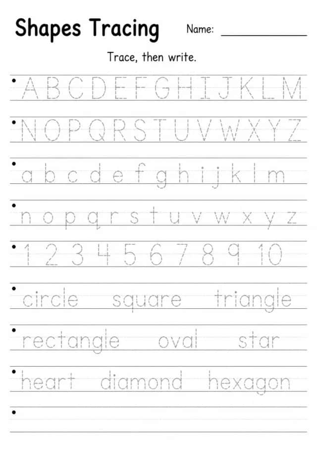 Shapes Tracing — Grade 1