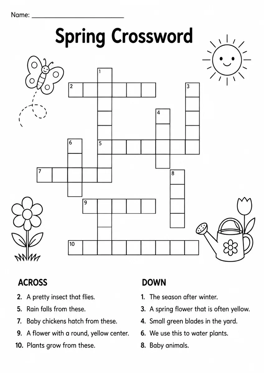 Spring Crossword — Grade 3