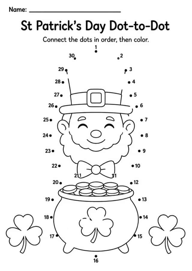 St Patrick's Day Dot-to-Dot — Grade 3