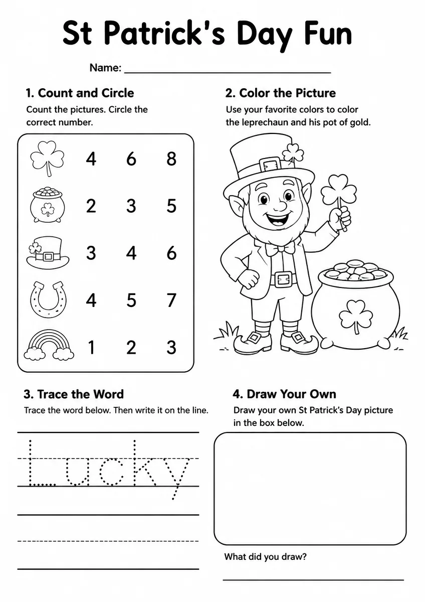 St Patrick's Day Worksheet — Grade 3