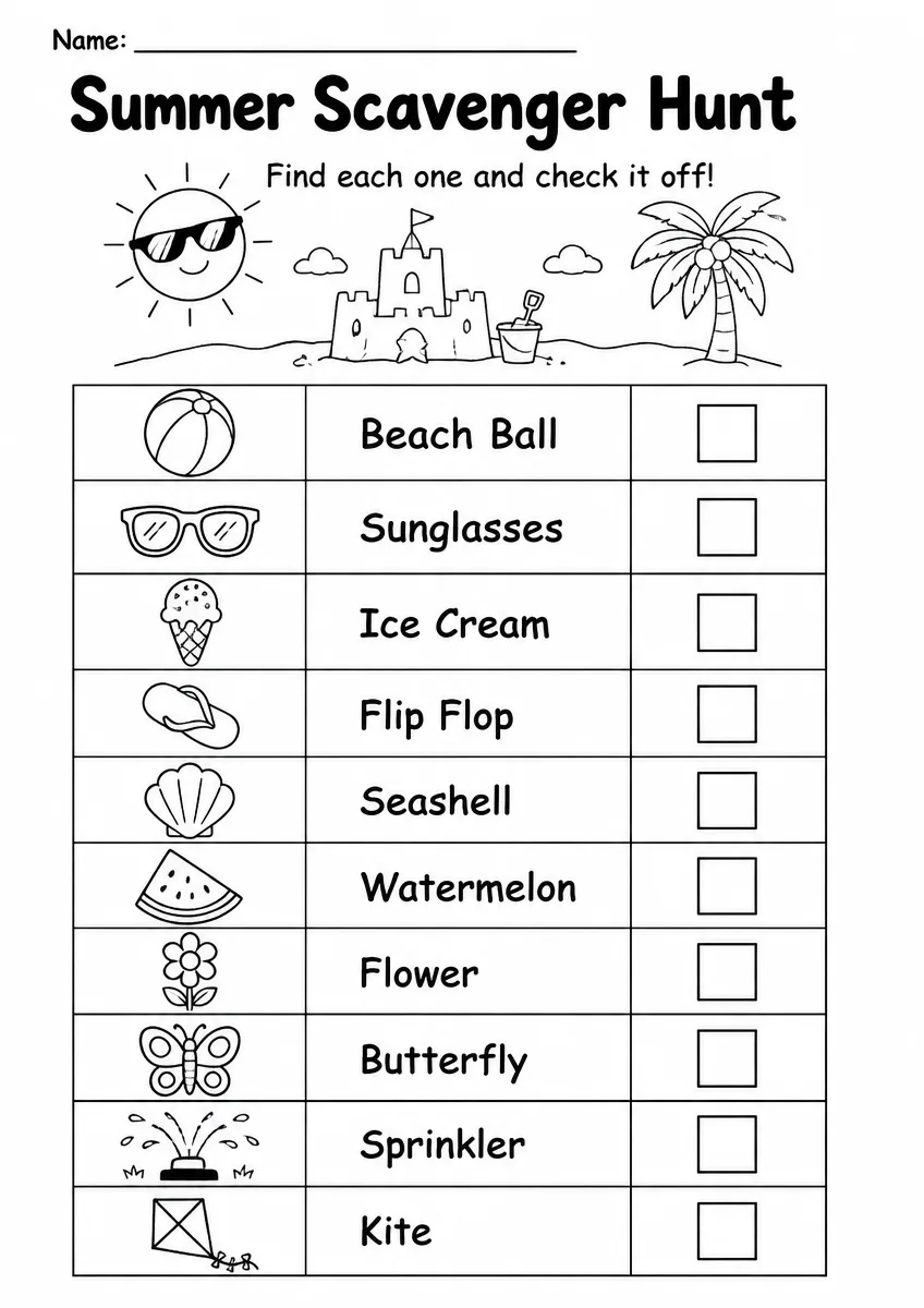 Summer Scavenger Hunt — Grade 2