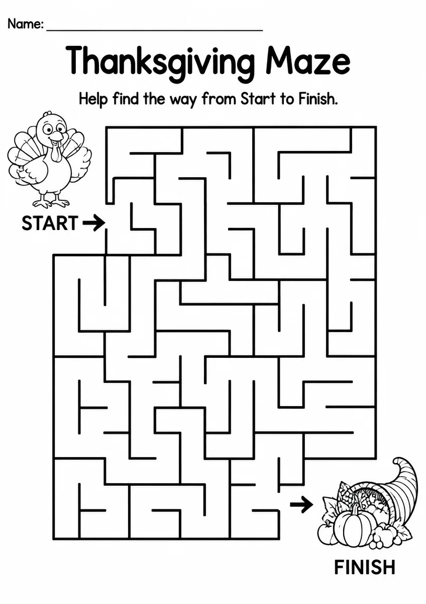 Thanksgiving Maze — Grade 3