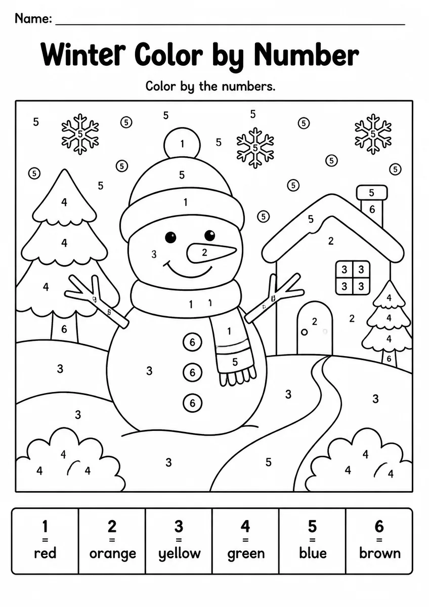 Winter Color by Number — Grade 2