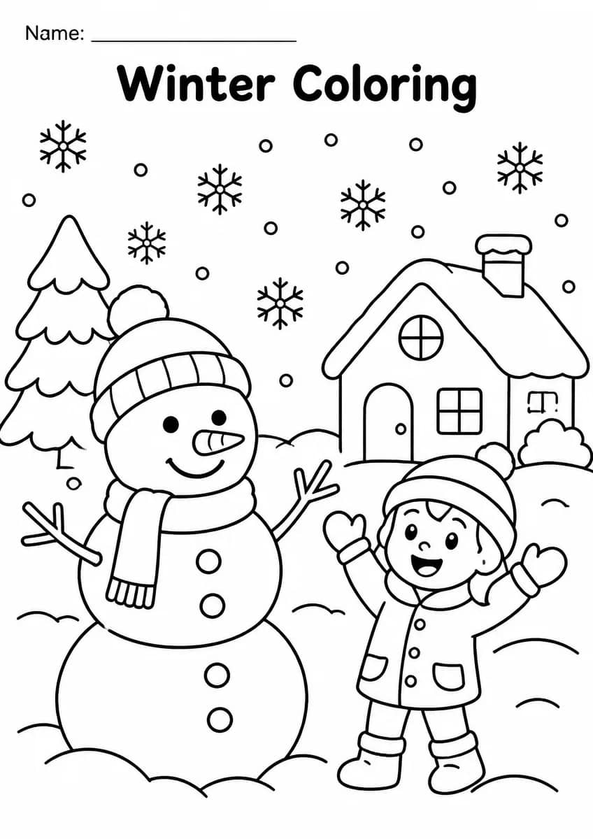 Winter coloring pages worksheet for Grade 2