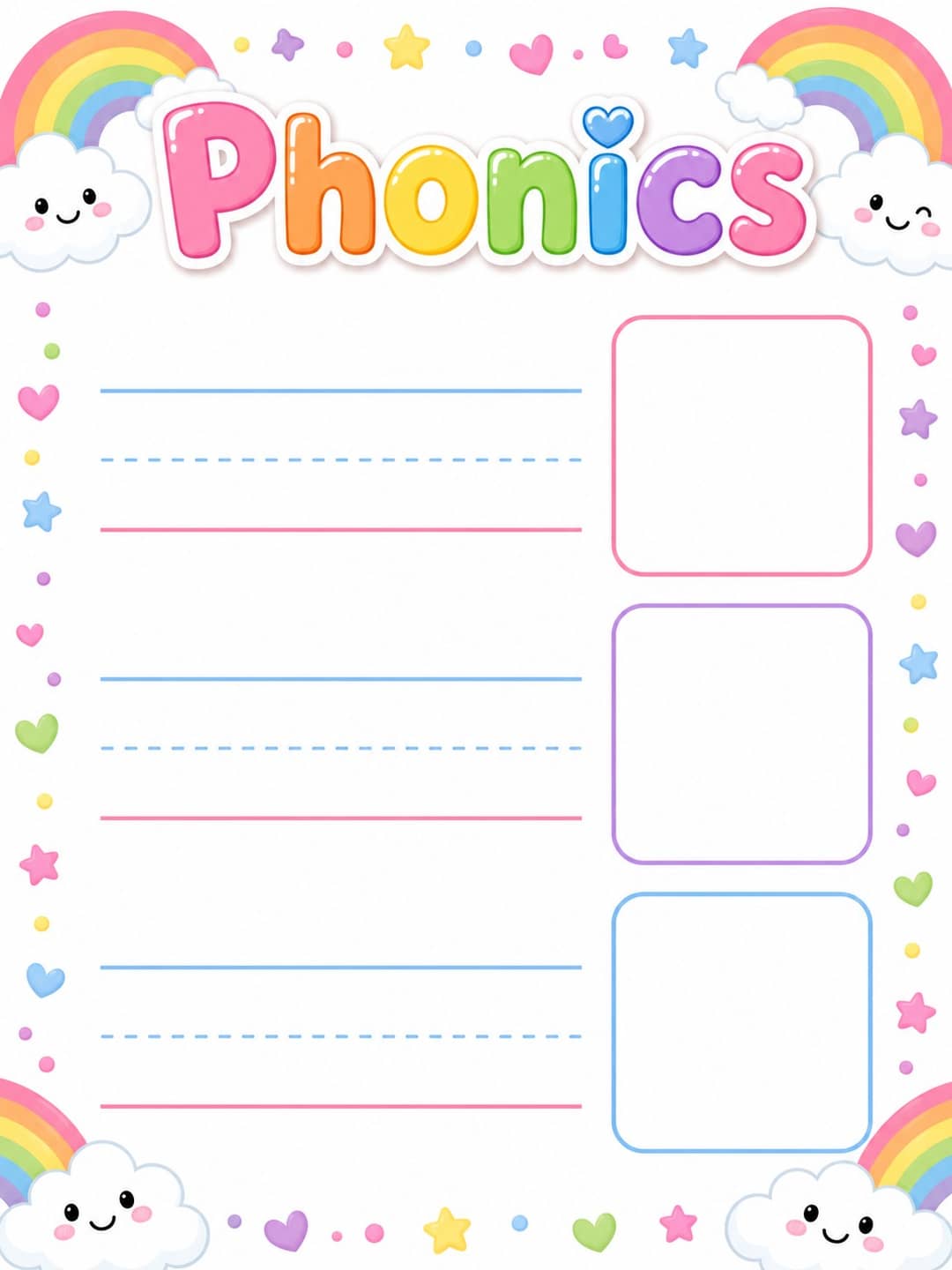 Phonics Writing Templates Pack — free printable Kindergarten English & Reading worksheet
