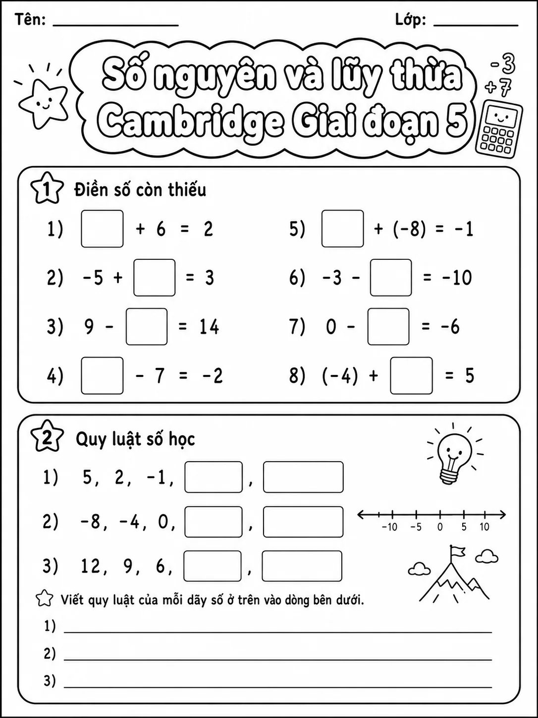 Giá trị vị trí Cambridge Giai đoạn 5 - Gói bài tập 09 trang 2 bản xem trước bài tập Toán Cambridge tiếng Việt