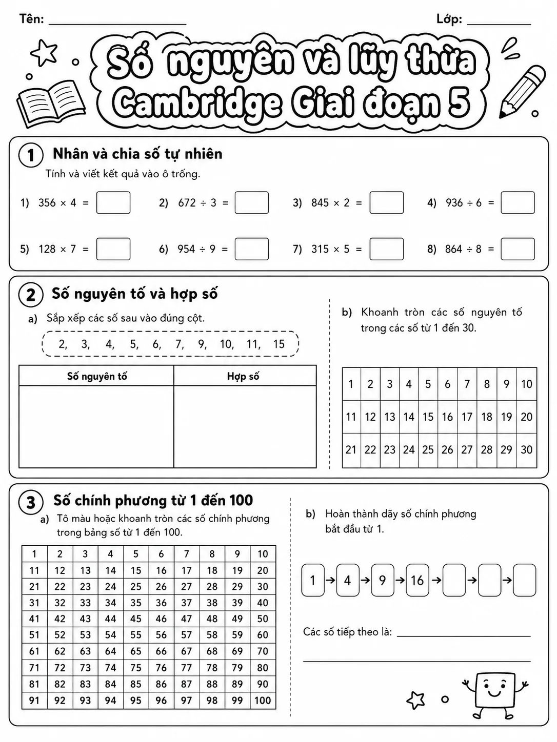 Giá trị vị trí Cambridge Giai đoạn 5 - Gói bài tập 09 trang 4 bản xem trước bài tập Toán Cambridge tiếng Việt
