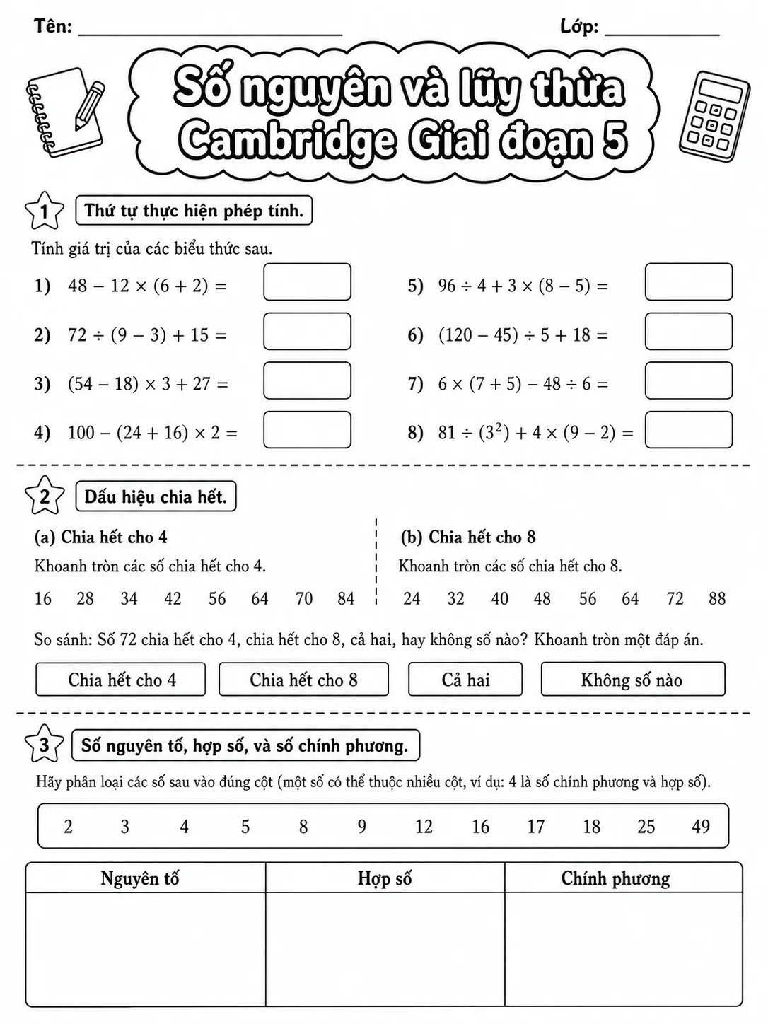 Giá trị vị trí Cambridge Giai đoạn 5 - Gói bài tập 09 trang 6 bản xem trước bài tập Toán Cambridge tiếng Việt