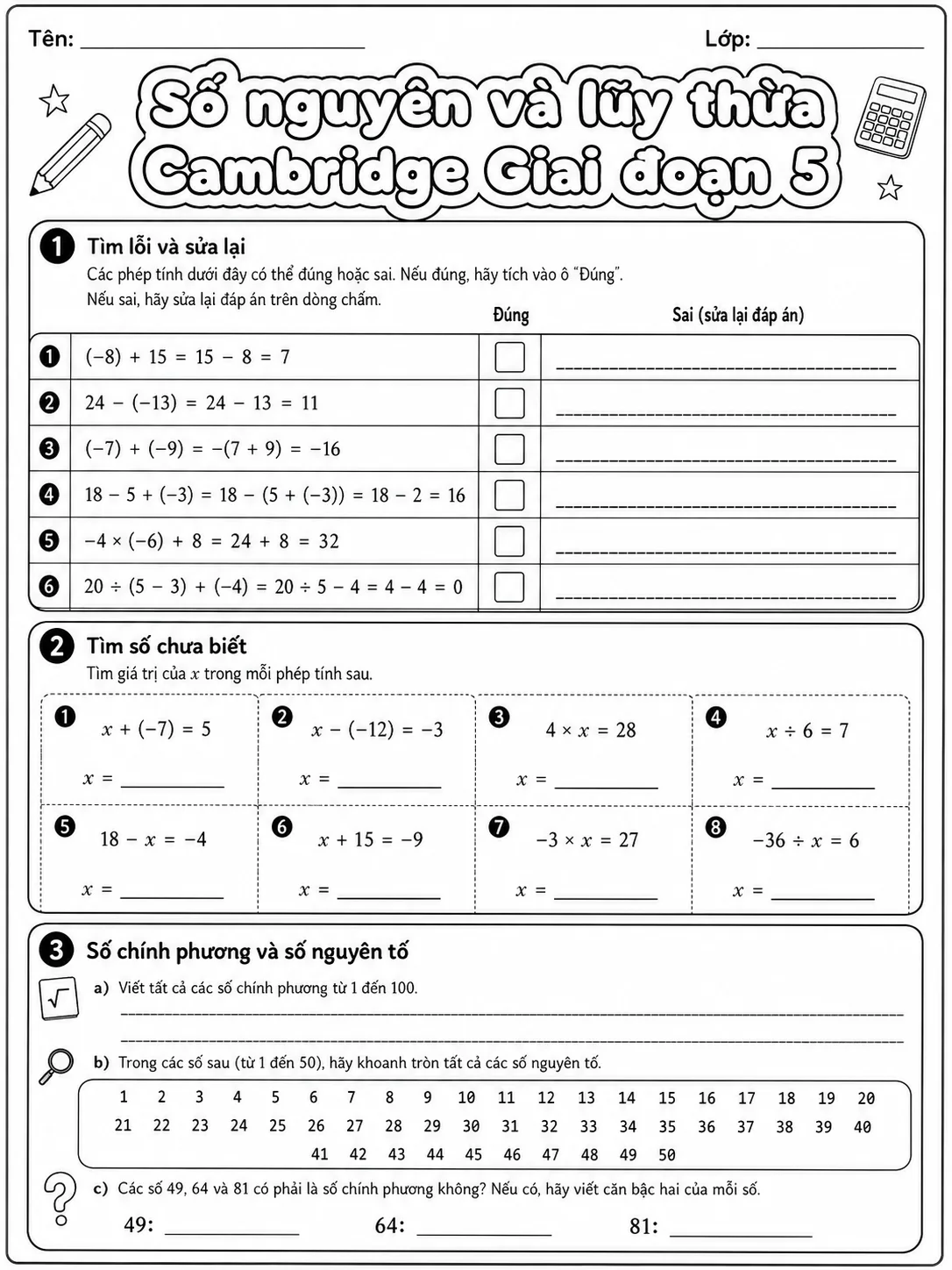 Giá trị vị trí Cambridge Giai đoạn 5 - Gói bài tập 09 trang 7 bản xem trước bài tập Toán Cambridge tiếng Việt