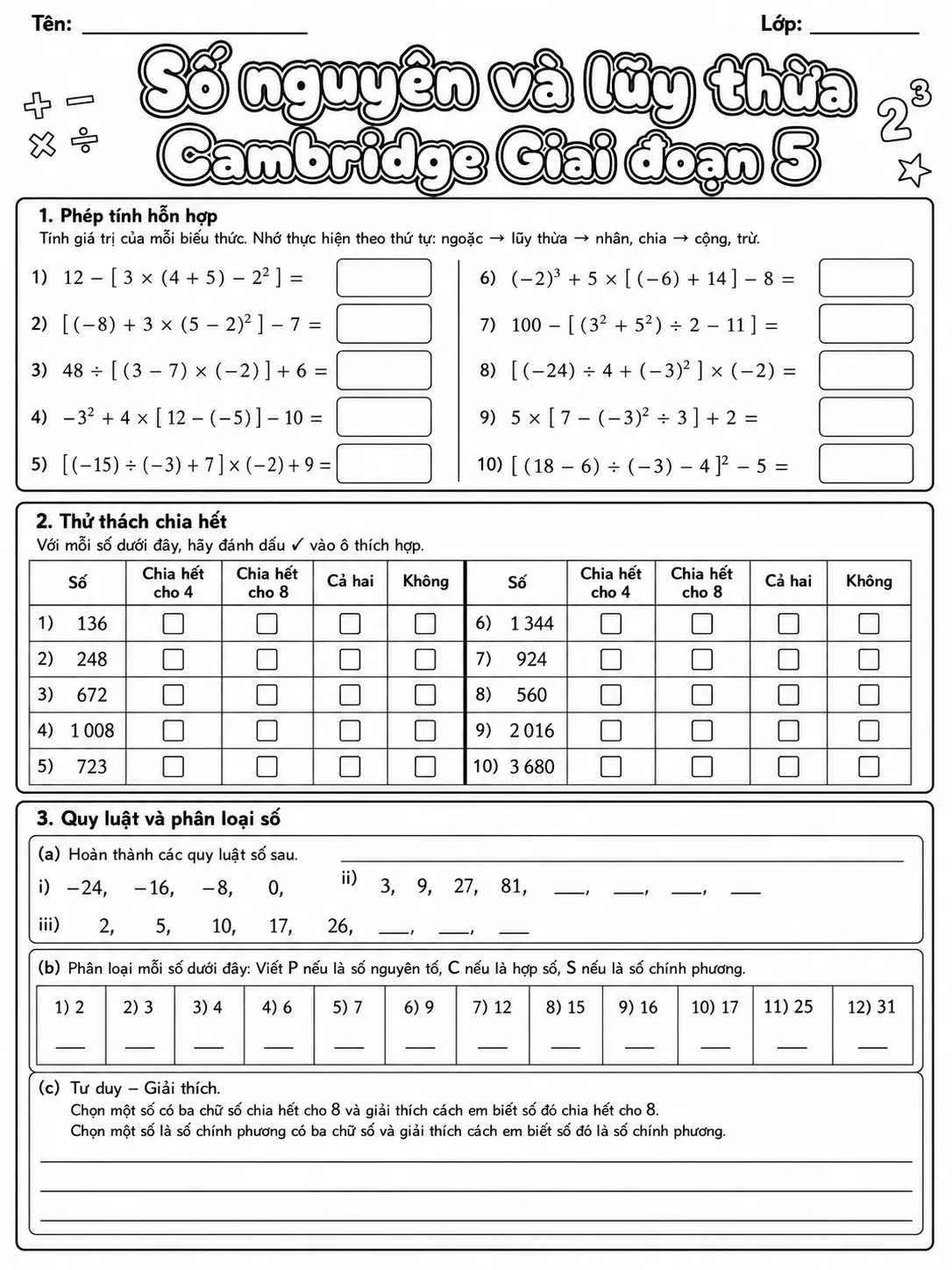 Giá trị vị trí Cambridge Giai đoạn 5 - Gói bài tập 09 trang 8 bản xem trước bài tập Toán Cambridge tiếng Việt