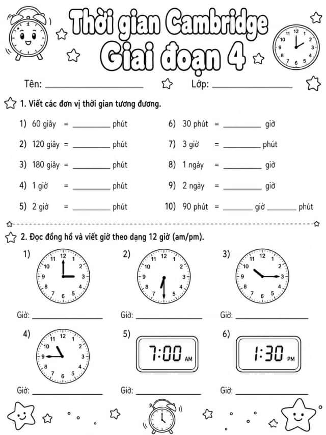 Phân số Cambridge Giai đoạn 1 - Gói bài tập 40