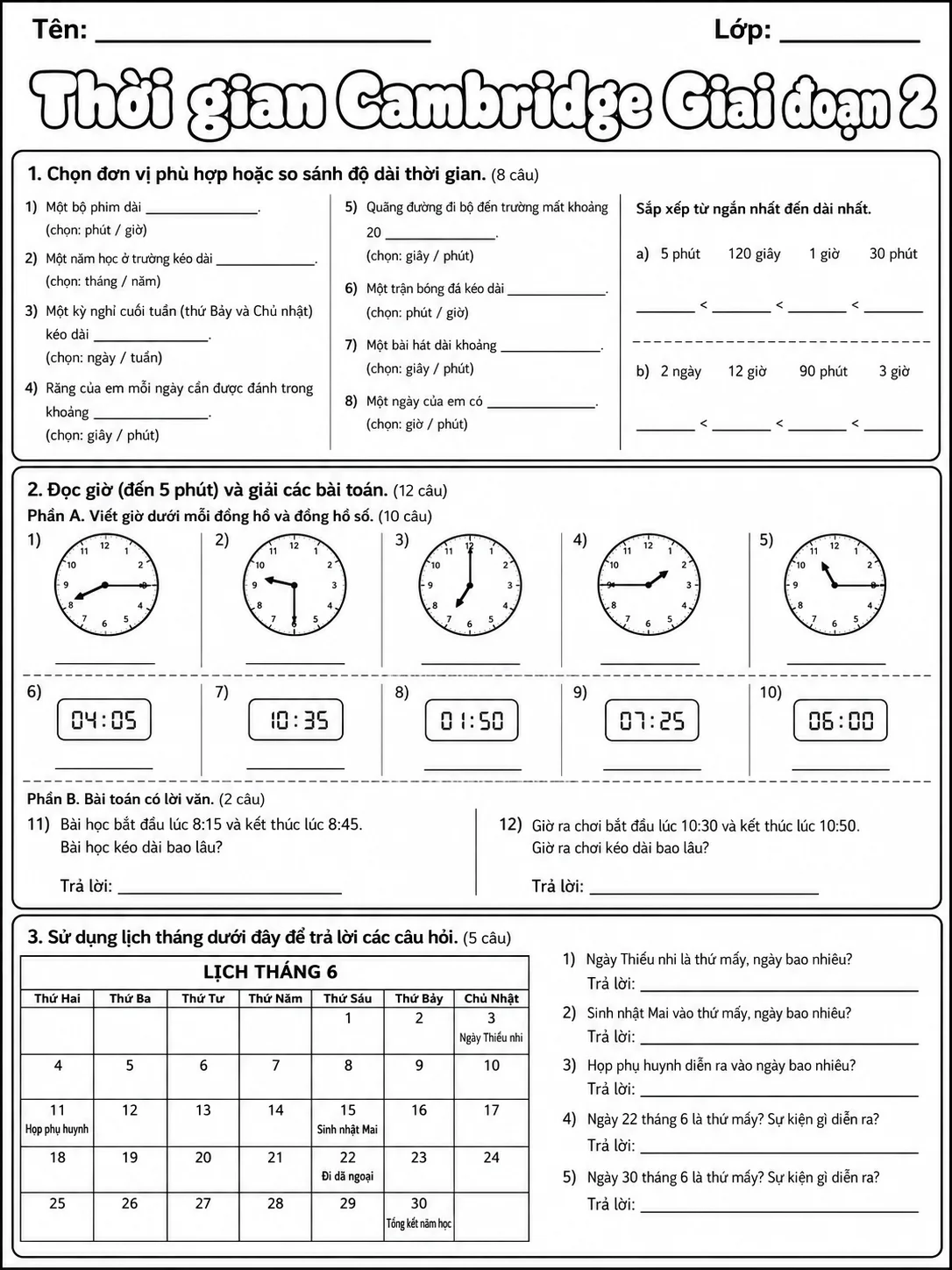 Phân số Cambridge Giai đoạn 2 - Gói bài tập 18 trang 7 bản xem trước bài tập Toán Cambridge tiếng Việt