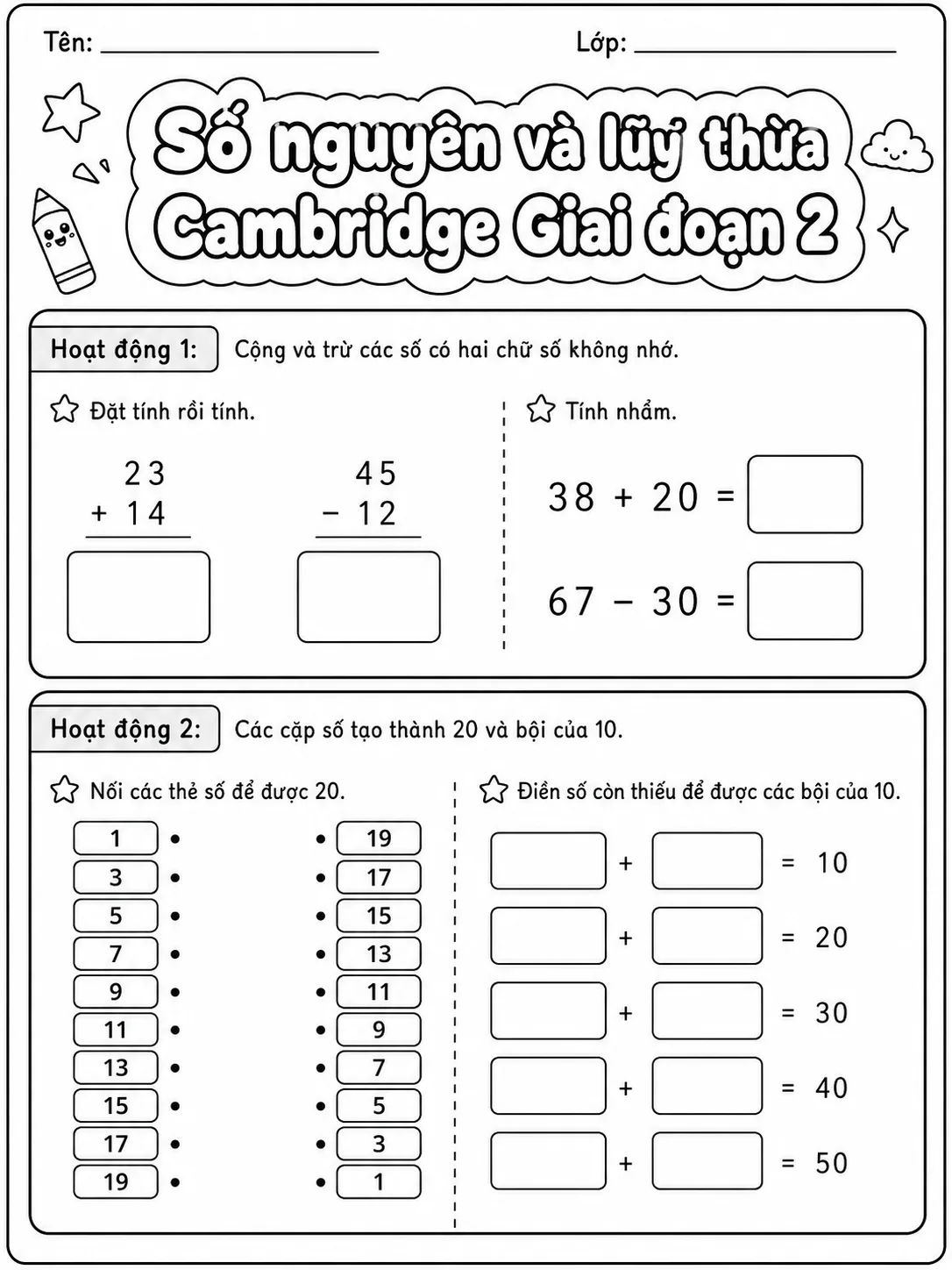 Phân số Cambridge Giai đoạn 2 - Gói bài tập 45 trang 3 bản xem trước bài tập Toán Cambridge tiếng Việt