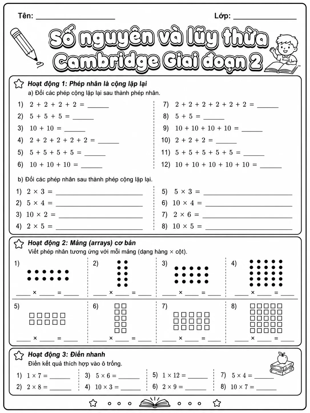 Phân số Cambridge Giai đoạn 2 - Gói bài tập 45 trang 4 bản xem trước bài tập Toán Cambridge tiếng Việt