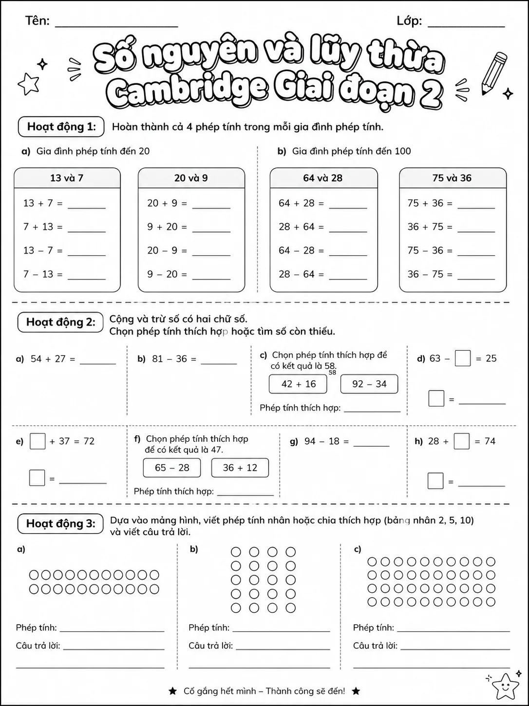Phân số Cambridge Giai đoạn 2 - Gói bài tập 45 trang 7 bản xem trước bài tập Toán Cambridge tiếng Việt