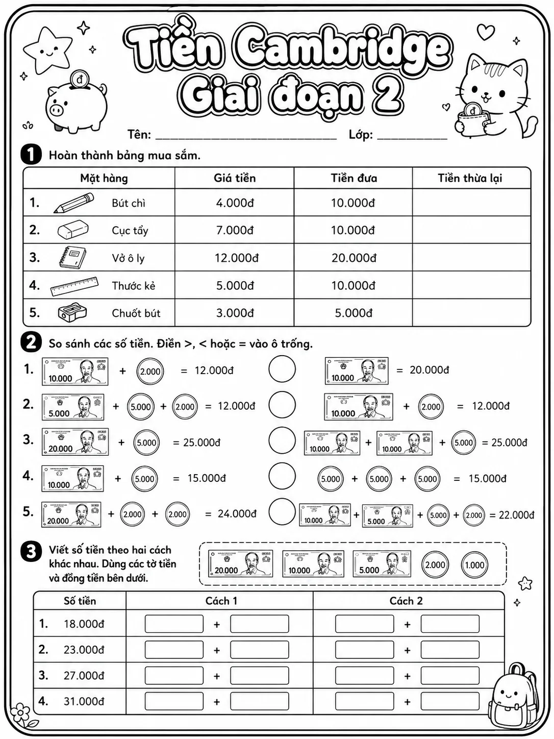 Phân số Cambridge Giai đoạn 2 - Gói bài tập 55 trang 7 bản xem trước bài tập Toán Cambridge tiếng Việt