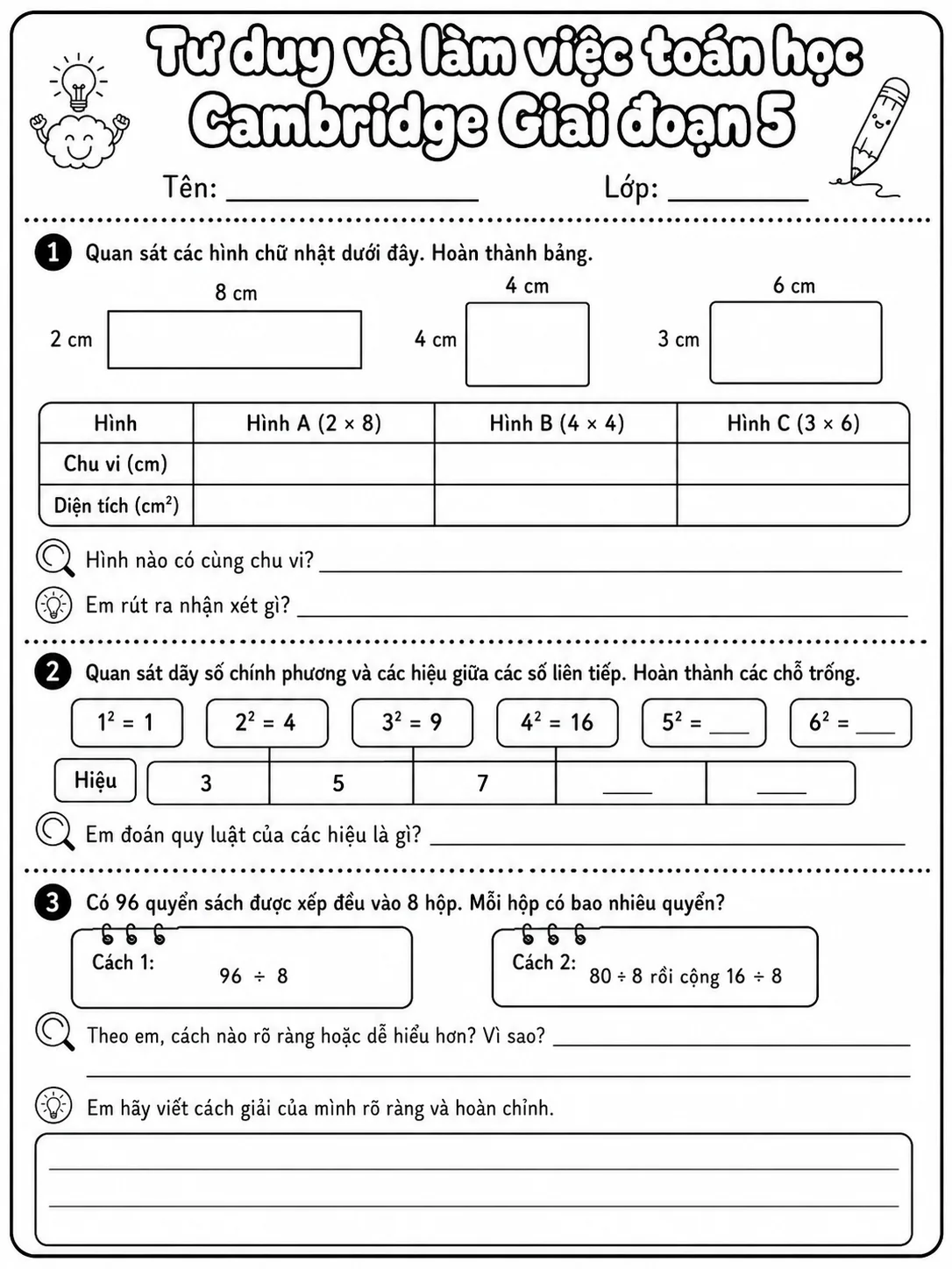 Phân số Cambridge Giai đoạn 2 - Gói bài tập 58 trang 7 bản xem trước bài tập Toán Cambridge tiếng Việt