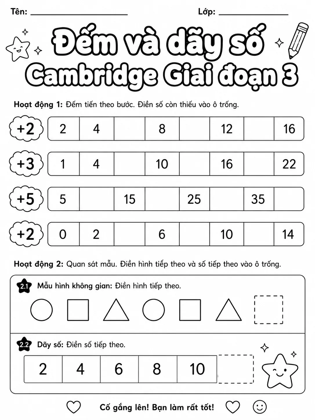 Phân số Cambridge Giai đoạn 3 - Gói bài tập 24 bản xem trước bài tập Toán Cambridge tiếng Việt trên KiwiBee