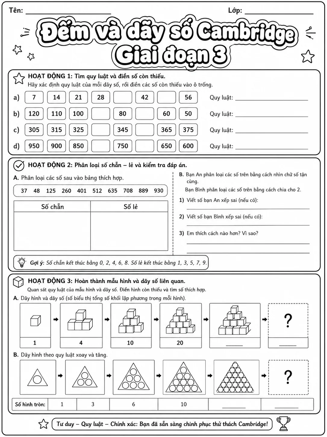 Phân số Cambridge Giai đoạn 3 - Gói bài tập 24 trang 10 bản xem trước bài tập Toán Cambridge tiếng Việt