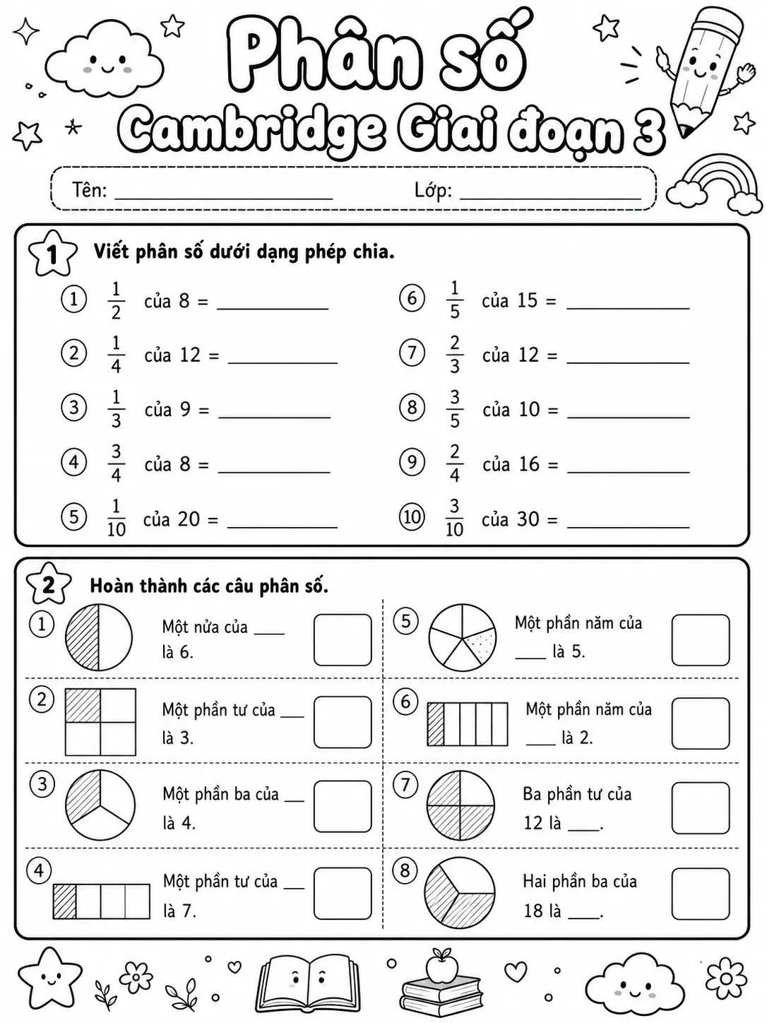 Phân số Cambridge Giai đoạn 5 - Gói bài tập 42 trang 3 bản xem trước bài tập Toán Cambridge tiếng Việt