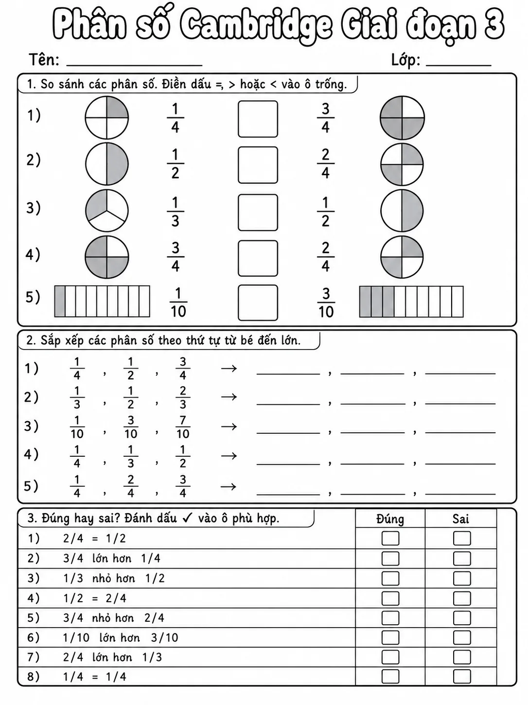 Phân số Cambridge Giai đoạn 5 - Gói bài tập 42 trang 5 bản xem trước bài tập Toán Cambridge tiếng Việt