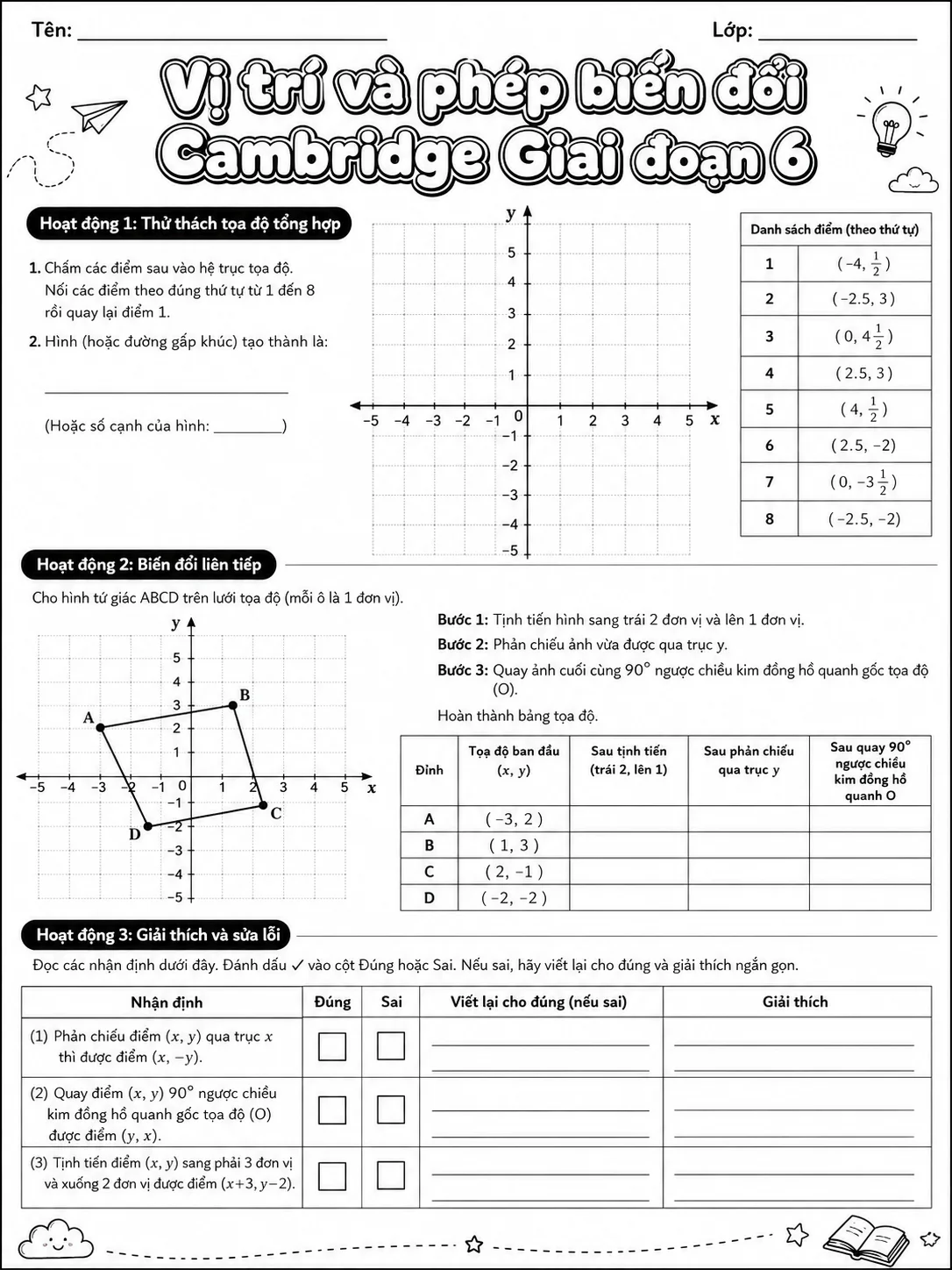 Phân số Cambridge Giai đoạn 6 - Gói bài tập 28 trang 10 bản xem trước bài tập Toán Cambridge tiếng Việt