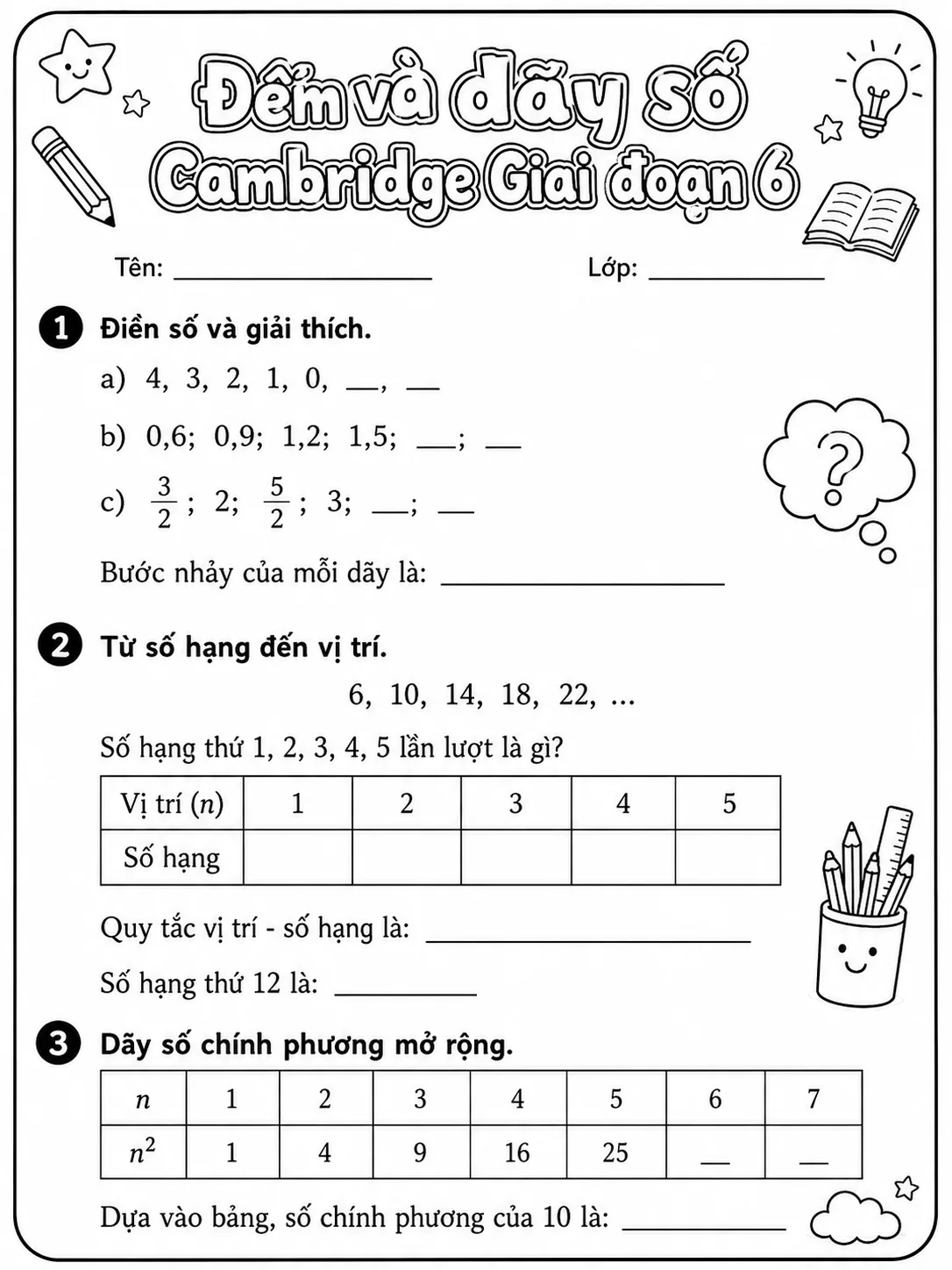 Phân số Cambridge Giai đoạn 6 - Gói bài tập 57 trang 6 bản xem trước bài tập Toán Cambridge tiếng Việt
