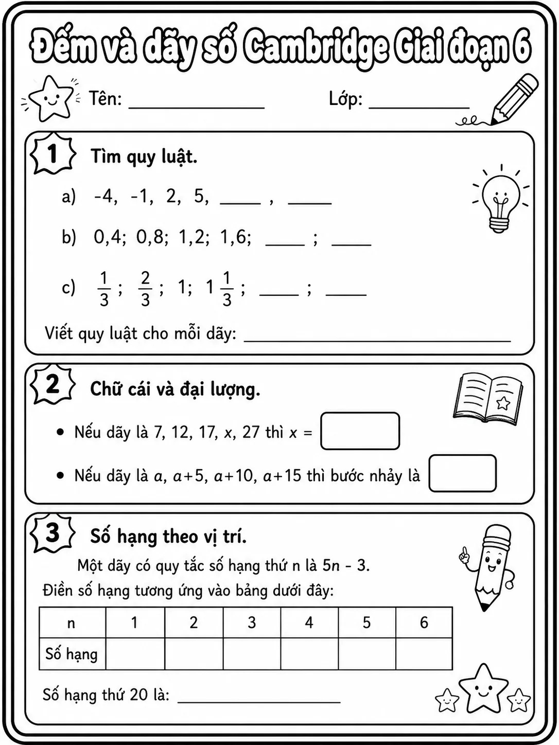Phân số Cambridge Giai đoạn 6 - Gói bài tập 57 trang 7 bản xem trước bài tập Toán Cambridge tiếng Việt