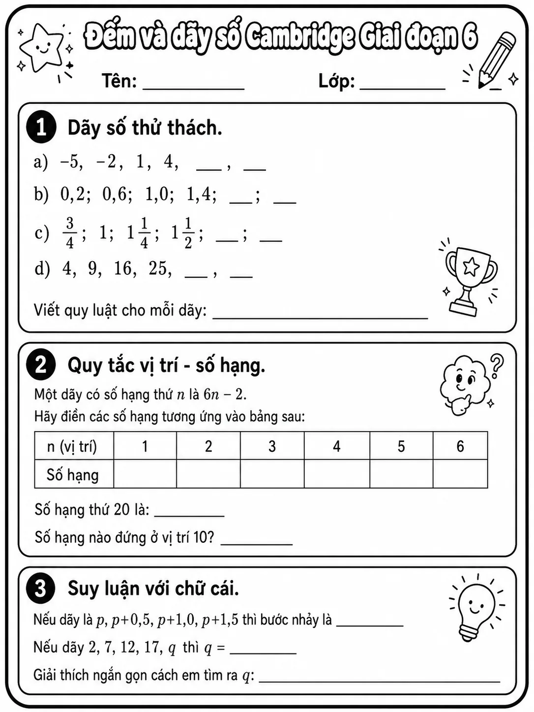 Phân số Cambridge Giai đoạn 6 - Gói bài tập 57 trang 10 bản xem trước bài tập Toán Cambridge tiếng Việt