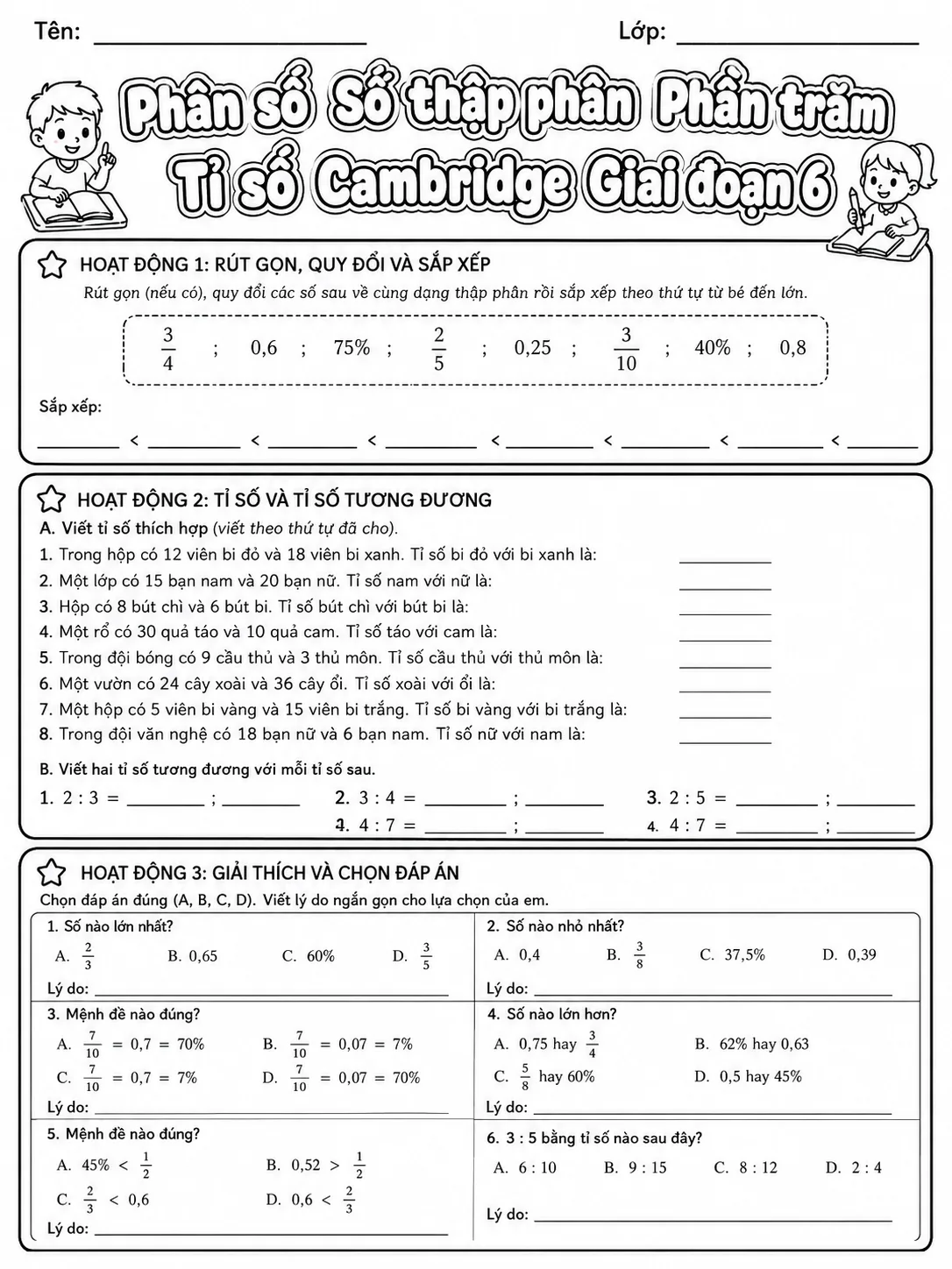 Phần trăm Cambridge Giai đoạn 1 - Gói bài tập 41 trang 5 bản xem trước bài tập Toán Cambridge tiếng Việt