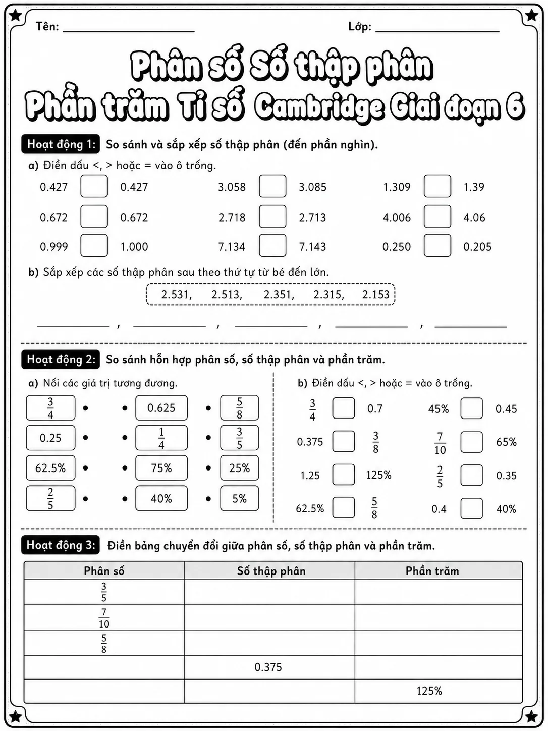 Phần trăm Cambridge Giai đoạn 2 - Gói bài tập 06 trang 4 bản xem trước bài tập Toán Cambridge tiếng Việt
