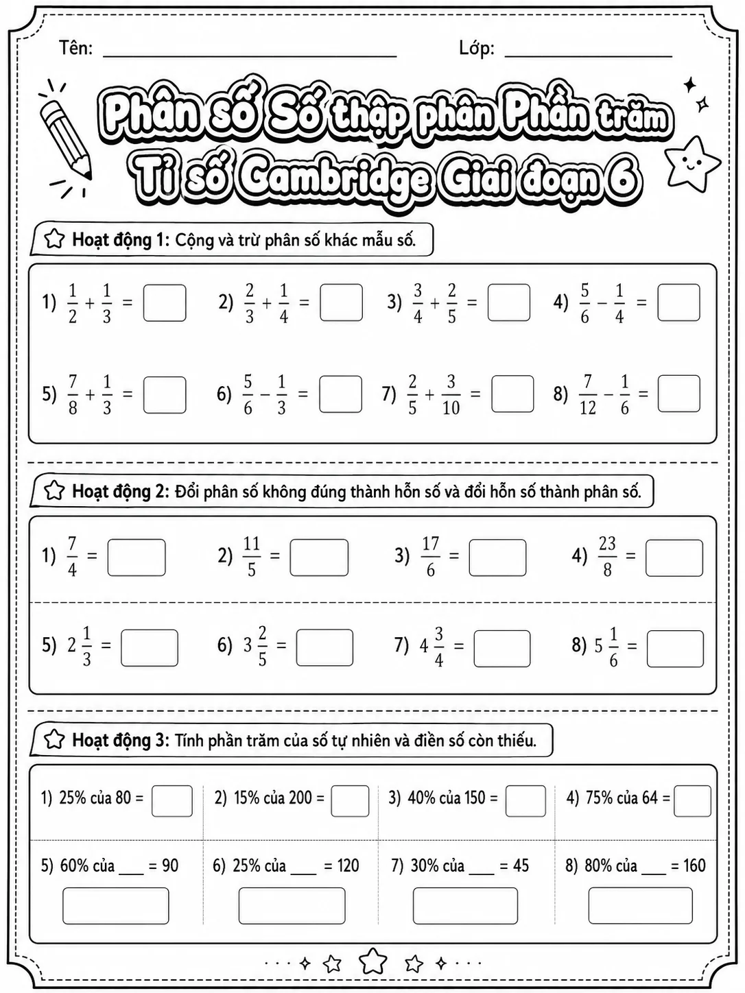 Phần trăm Cambridge Giai đoạn 2 - Gói bài tập 06 trang 5 bản xem trước bài tập Toán Cambridge tiếng Việt