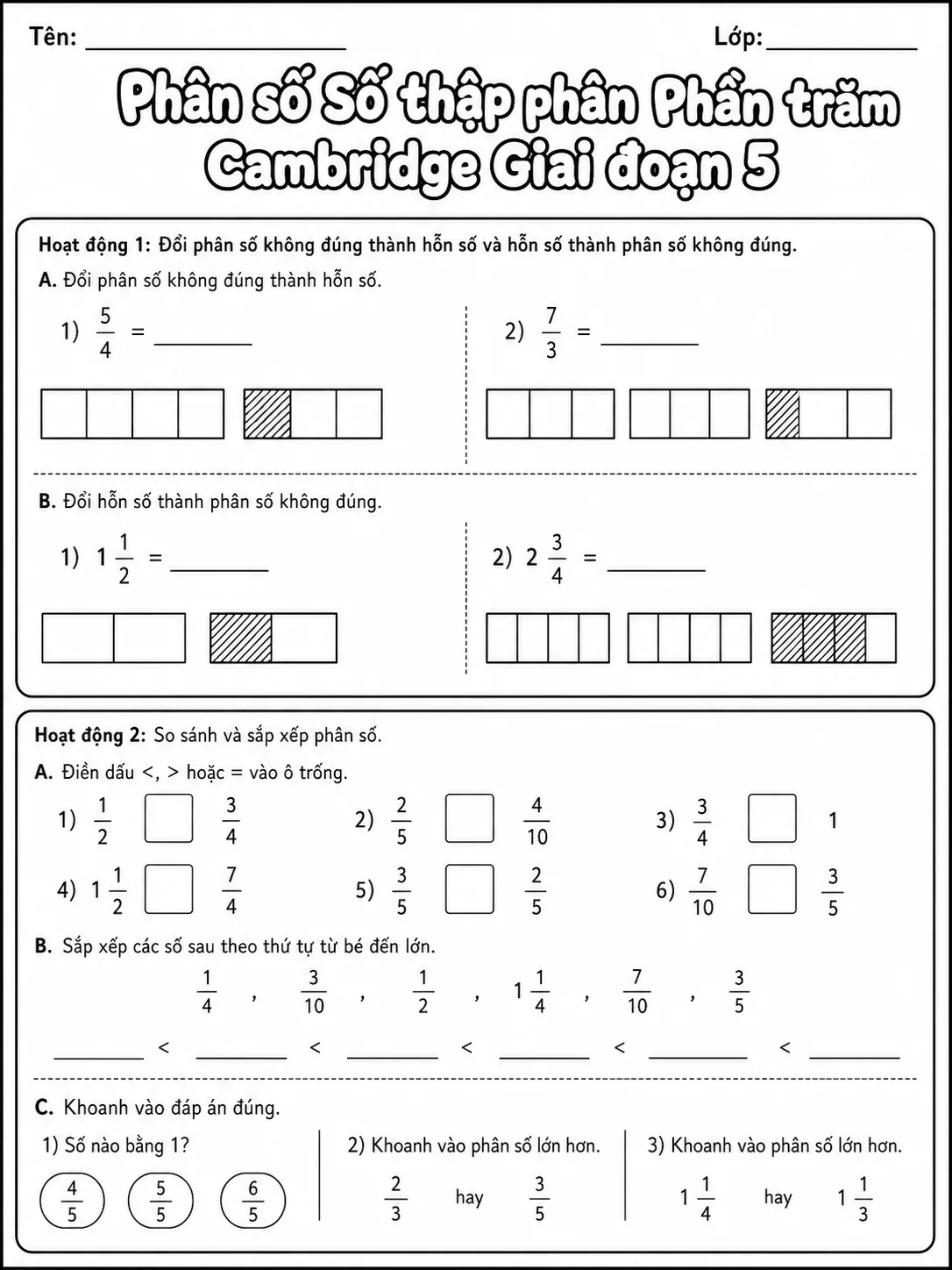 Phần trăm Cambridge Giai đoạn 5 - Gói bài tập 19 trang 3 bản xem trước bài tập Toán Cambridge tiếng Việt