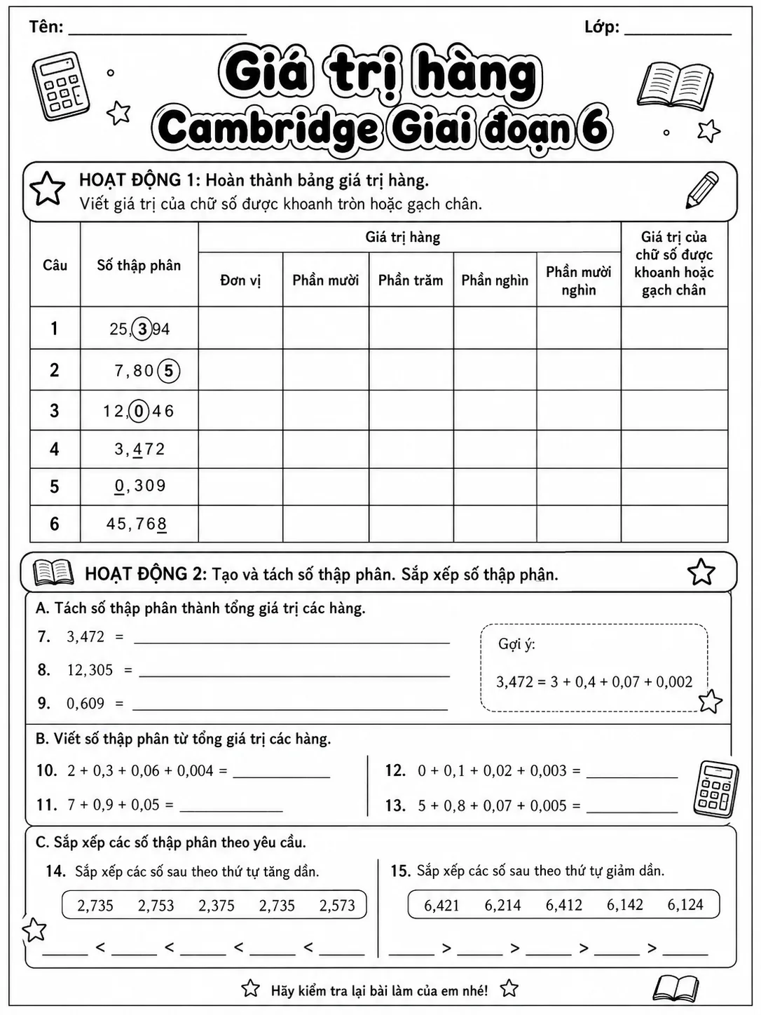 Phần trăm Cambridge Giai đoạn 6 - Gói bài tập 54 trang 3 bản xem trước bài tập Toán Cambridge tiếng Việt