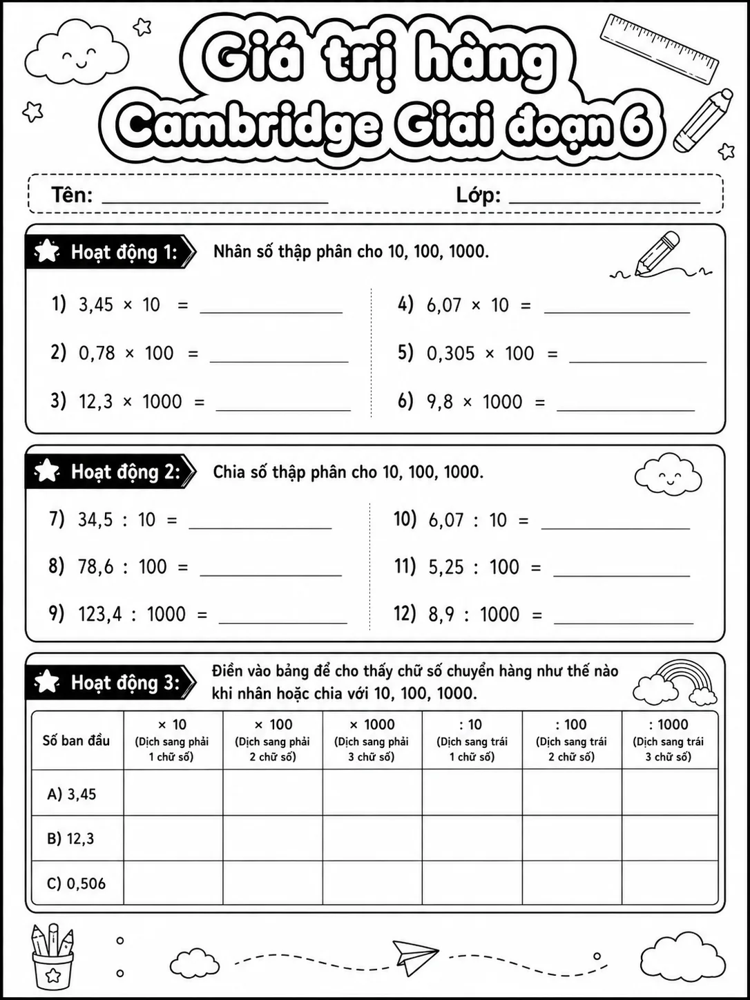 Phần trăm Cambridge Giai đoạn 6 - Gói bài tập 54 trang 5 bản xem trước bài tập Toán Cambridge tiếng Việt