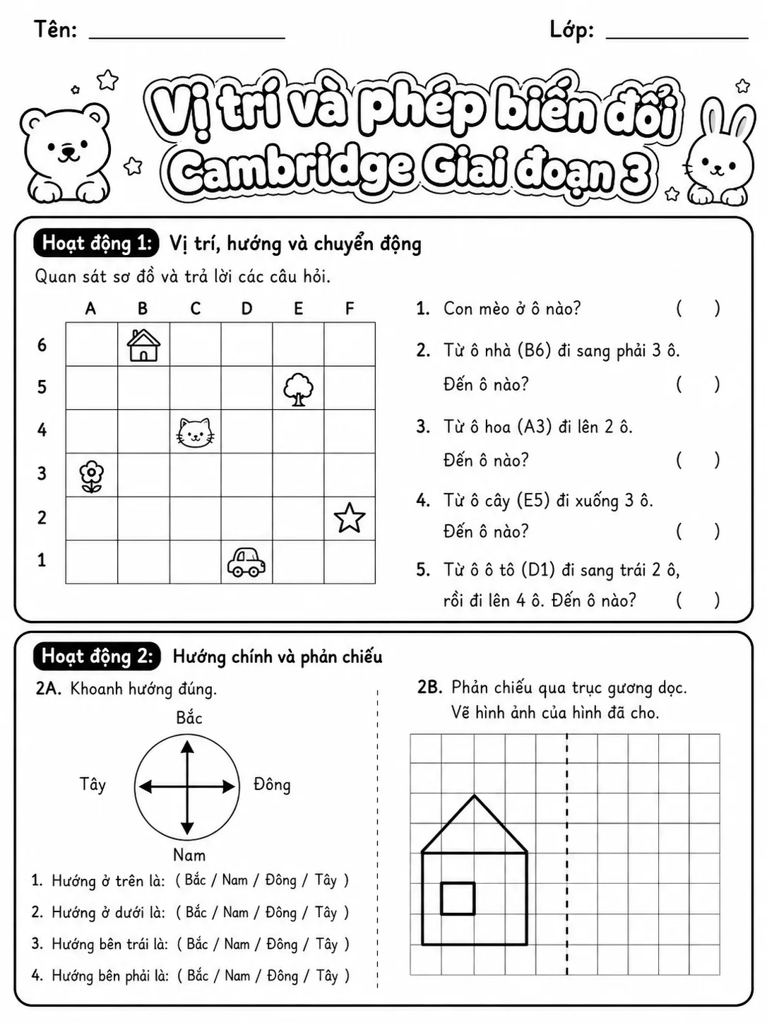 Phép cộng Cambridge Giai đoạn 1 - Gói bài tập 15 trang 2 bản xem trước bài tập Toán Cambridge tiếng Việt