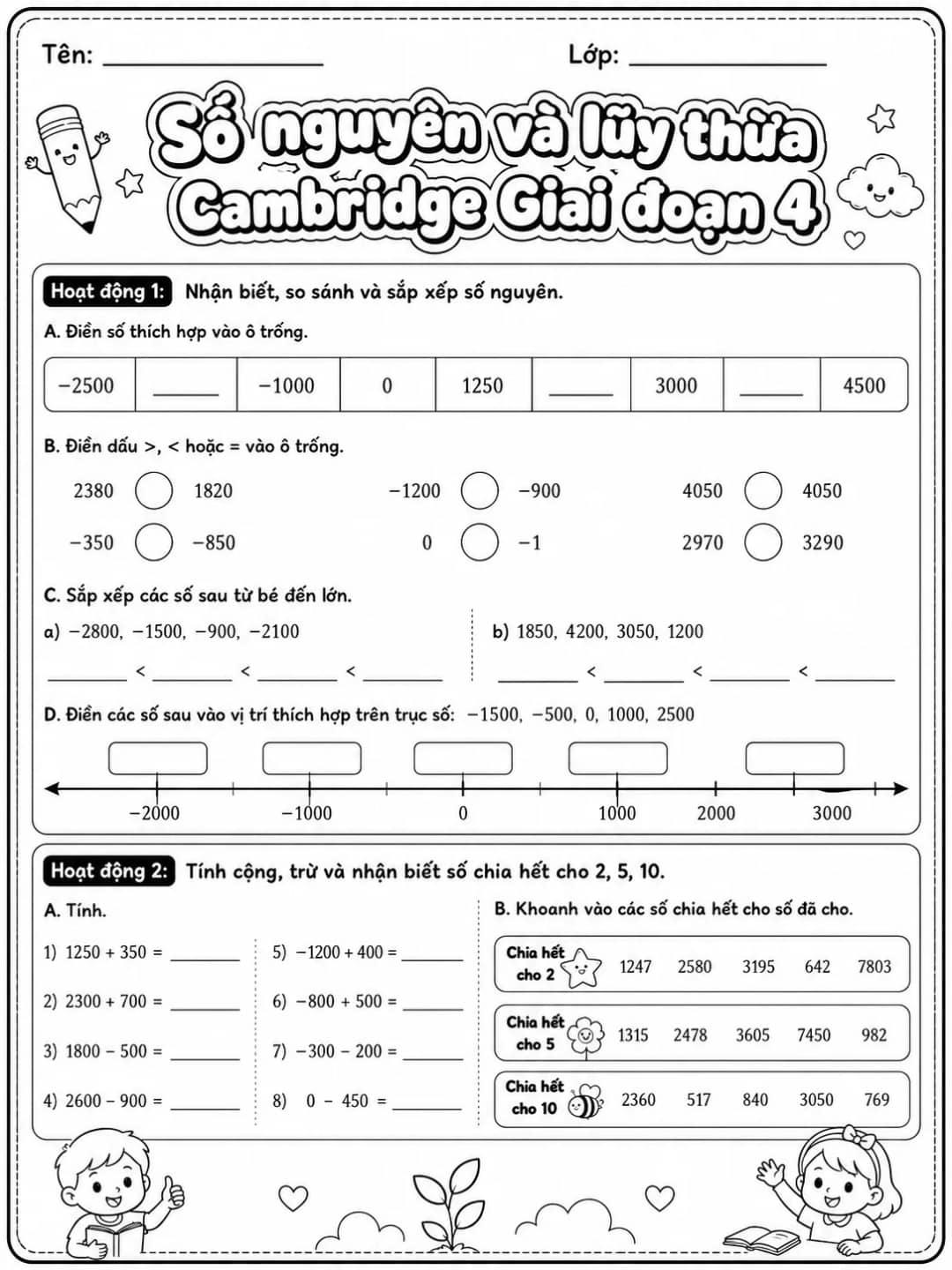 Phép cộng Cambridge Giai đoạn 1 - Gói bài tập 22 bản xem trước bài tập Toán Cambridge tiếng Việt trên KiwiBee