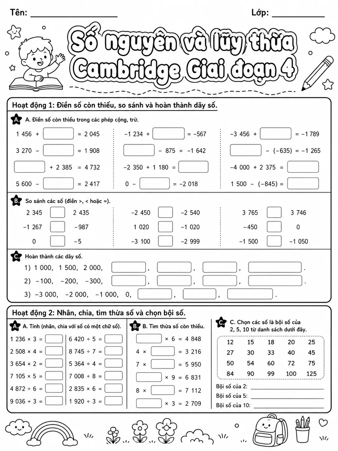 Phép cộng Cambridge Giai đoạn 1 - Gói bài tập 22 trang 3 bản xem trước bài tập Toán Cambridge tiếng Việt