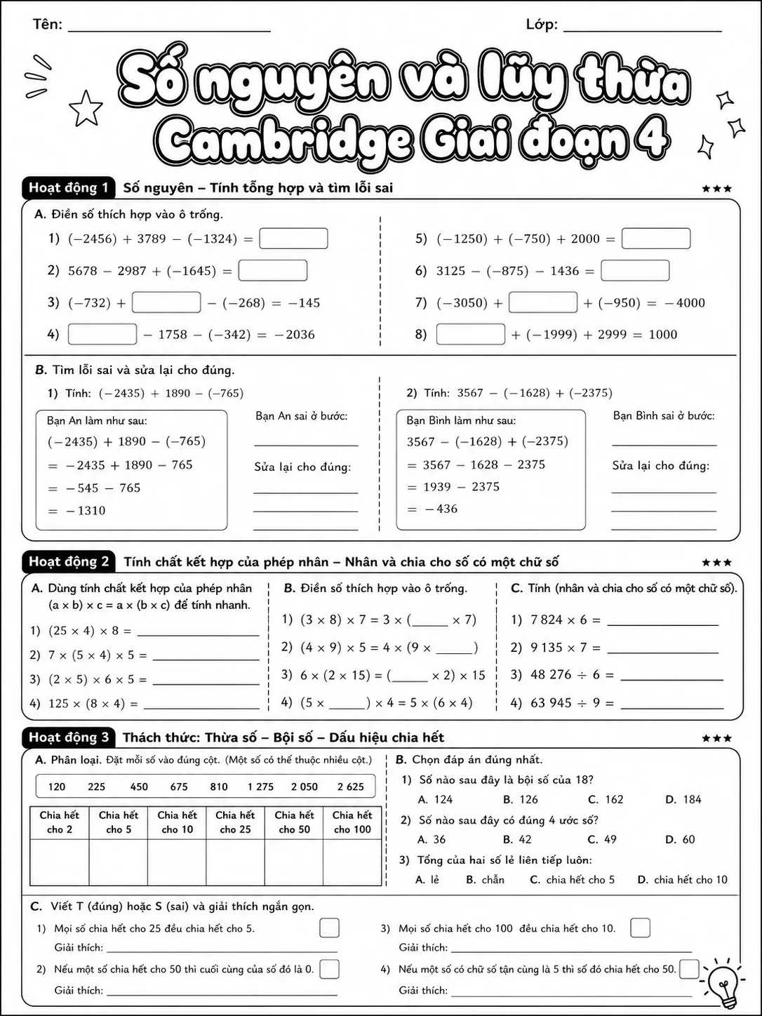 Phép cộng Cambridge Giai đoạn 1 - Gói bài tập 22 trang 8 bản xem trước bài tập Toán Cambridge tiếng Việt