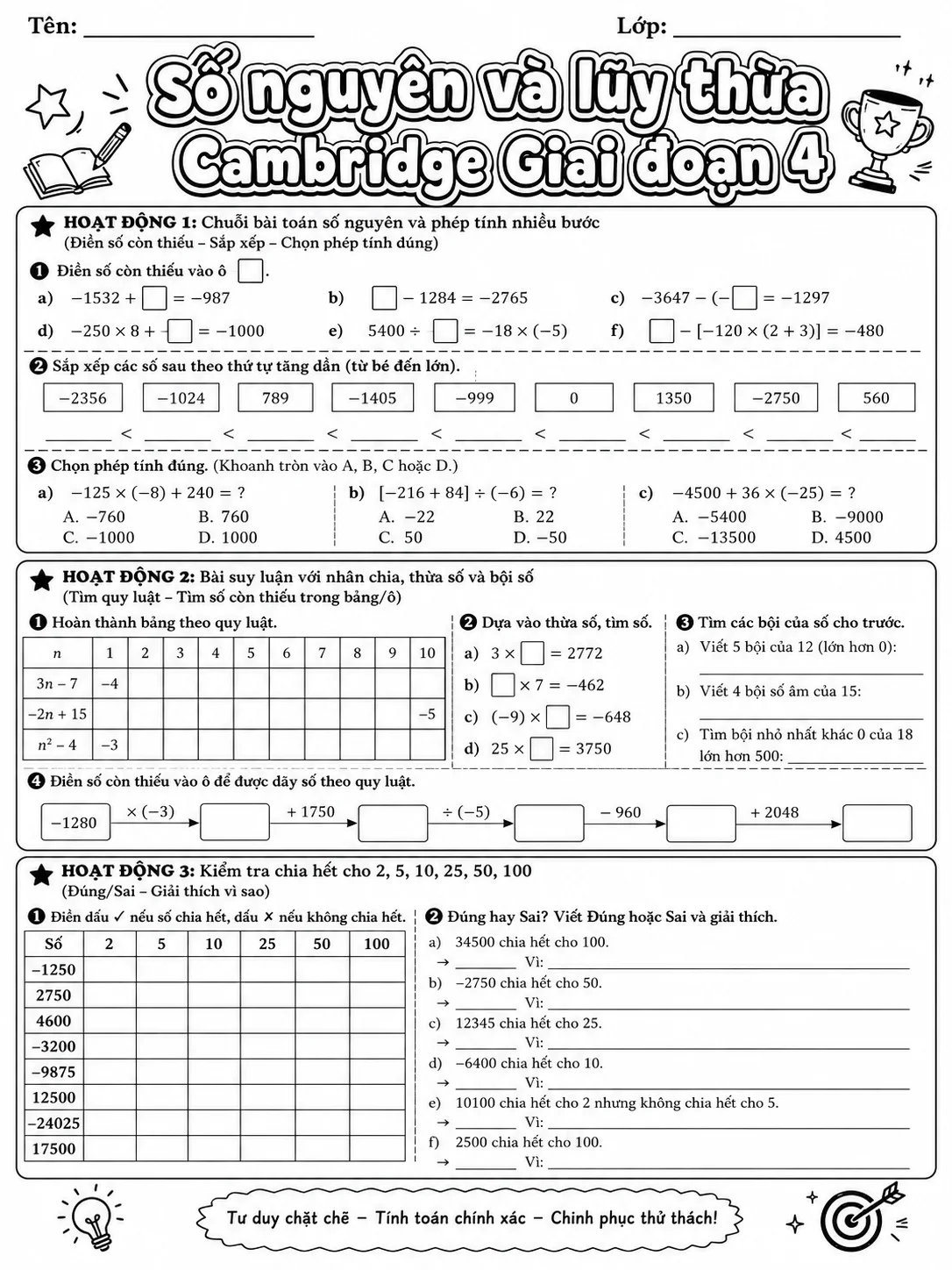 Phép cộng Cambridge Giai đoạn 1 - Gói bài tập 22 trang 9 bản xem trước bài tập Toán Cambridge tiếng Việt