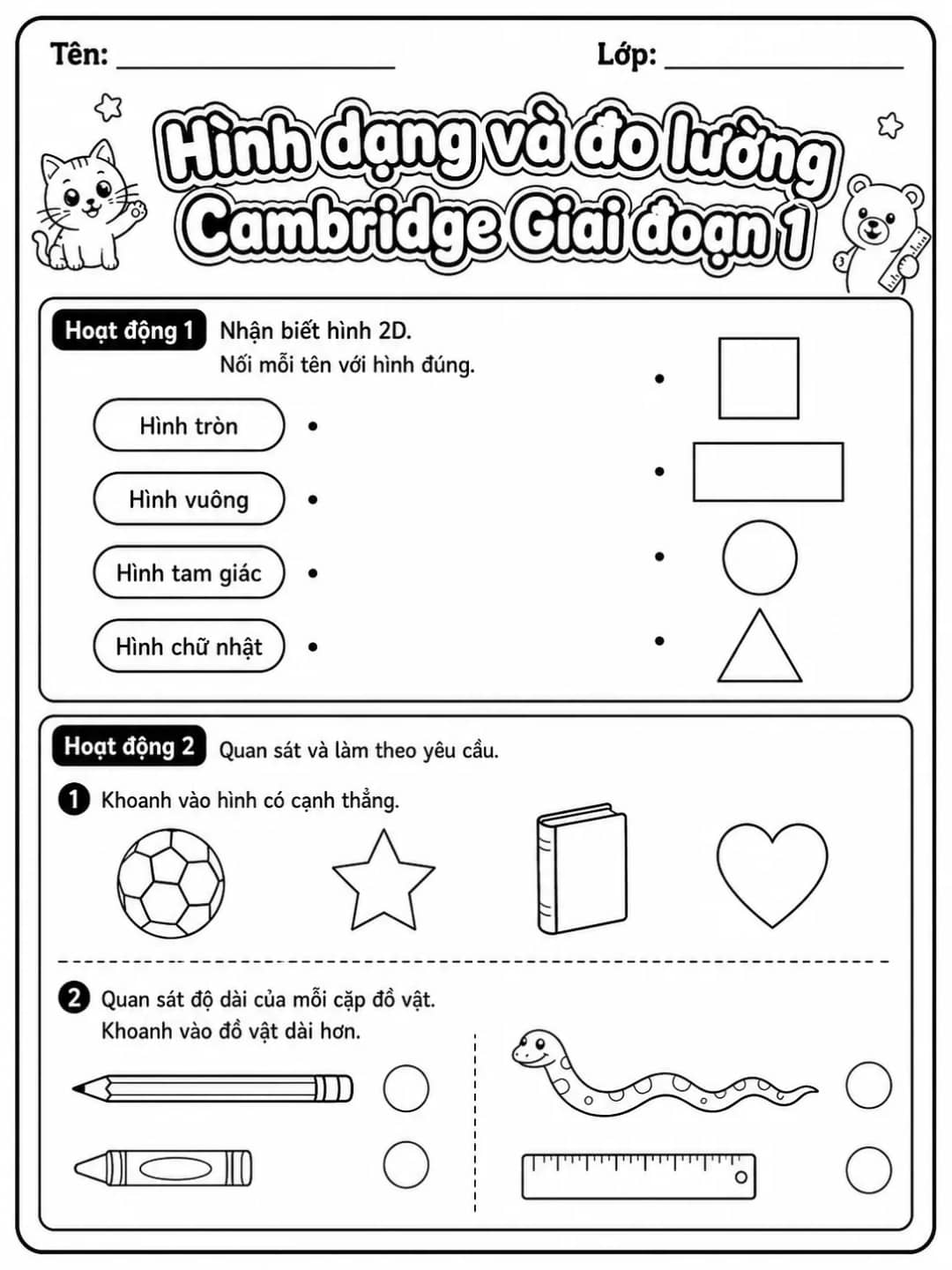 Phép cộng Cambridge Giai đoạn 1 - Gói bài tập 29 bản xem trước bài tập Toán Cambridge tiếng Việt trên KiwiBee