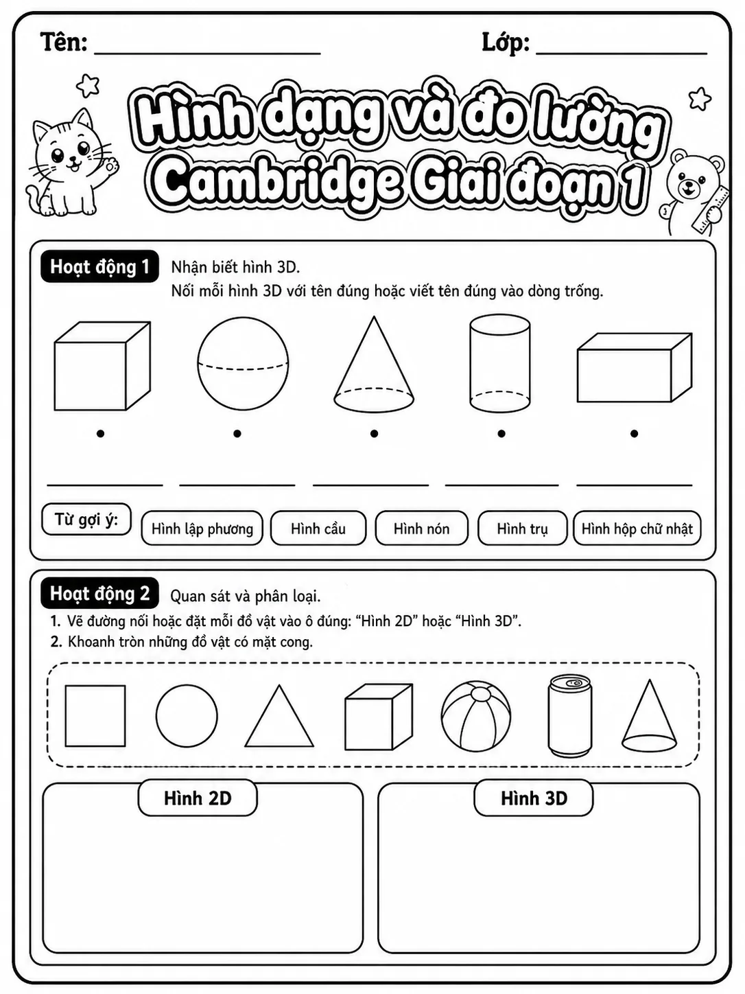 Phép cộng Cambridge Giai đoạn 1 - Gói bài tập 29 trang 3 bản xem trước bài tập Toán Cambridge tiếng Việt