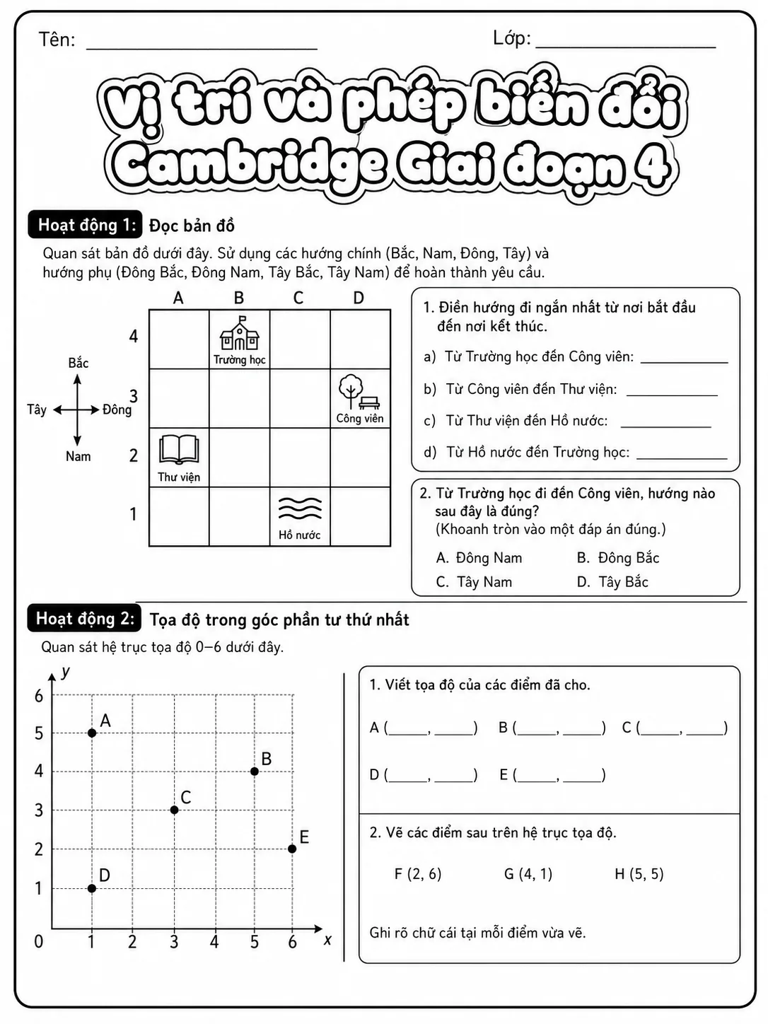 Phép cộng Cambridge Giai đoạn 1 - Gói bài tập 37 trang 2 bản xem trước bài tập Toán Cambridge tiếng Việt