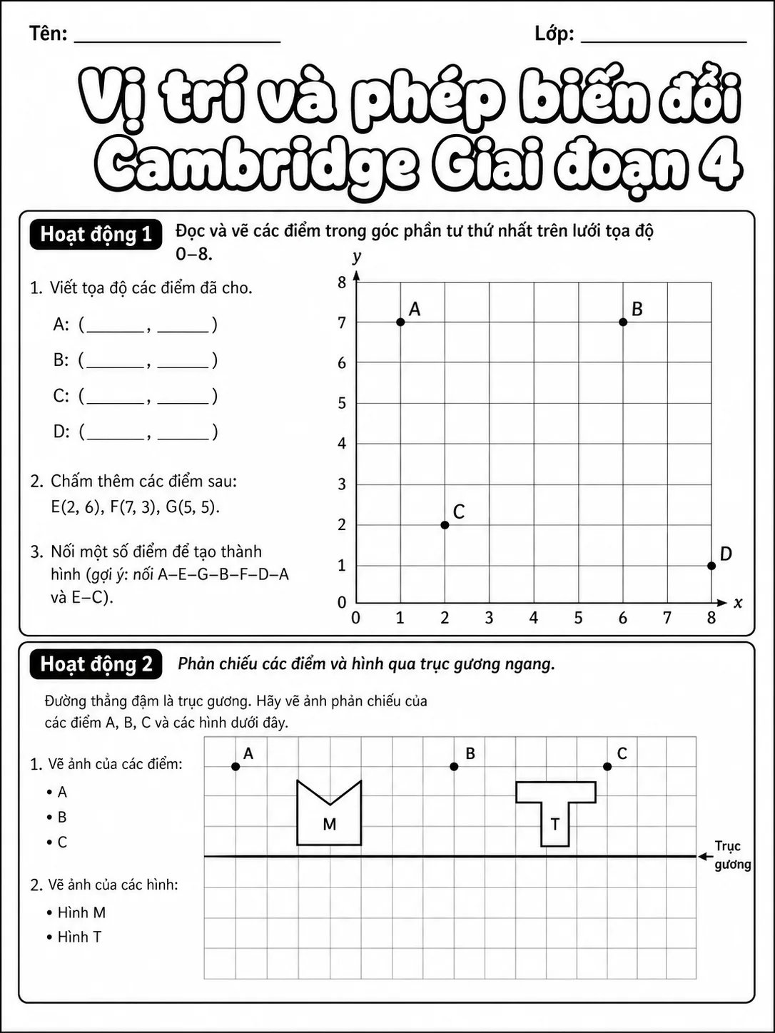 Phép cộng Cambridge Giai đoạn 1 - Gói bài tập 37 trang 4 bản xem trước bài tập Toán Cambridge tiếng Việt