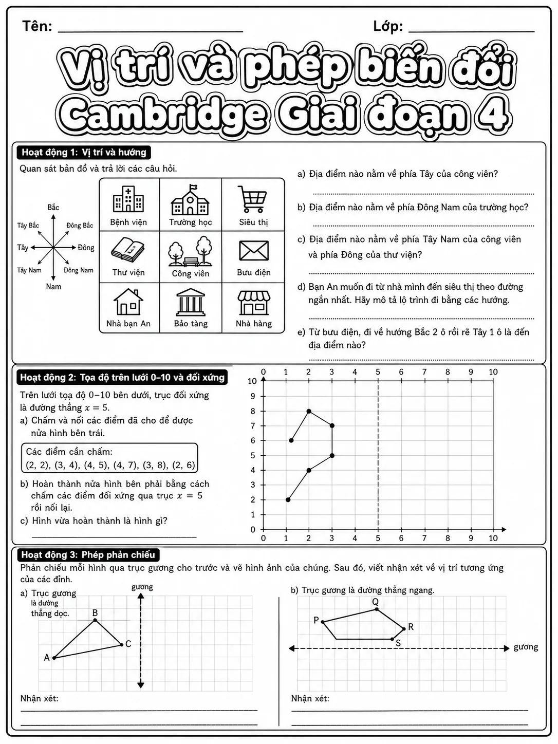 Phép cộng Cambridge Giai đoạn 1 - Gói bài tập 37 trang 9 bản xem trước bài tập Toán Cambridge tiếng Việt