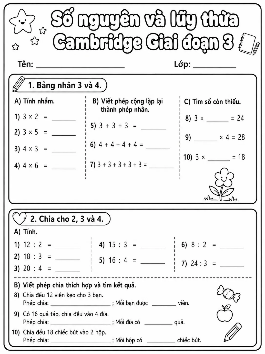 Phép cộng Cambridge Giai đoạn 1 - Gói bài tập 56 trang 4 bản xem trước bài tập Toán Cambridge tiếng Việt