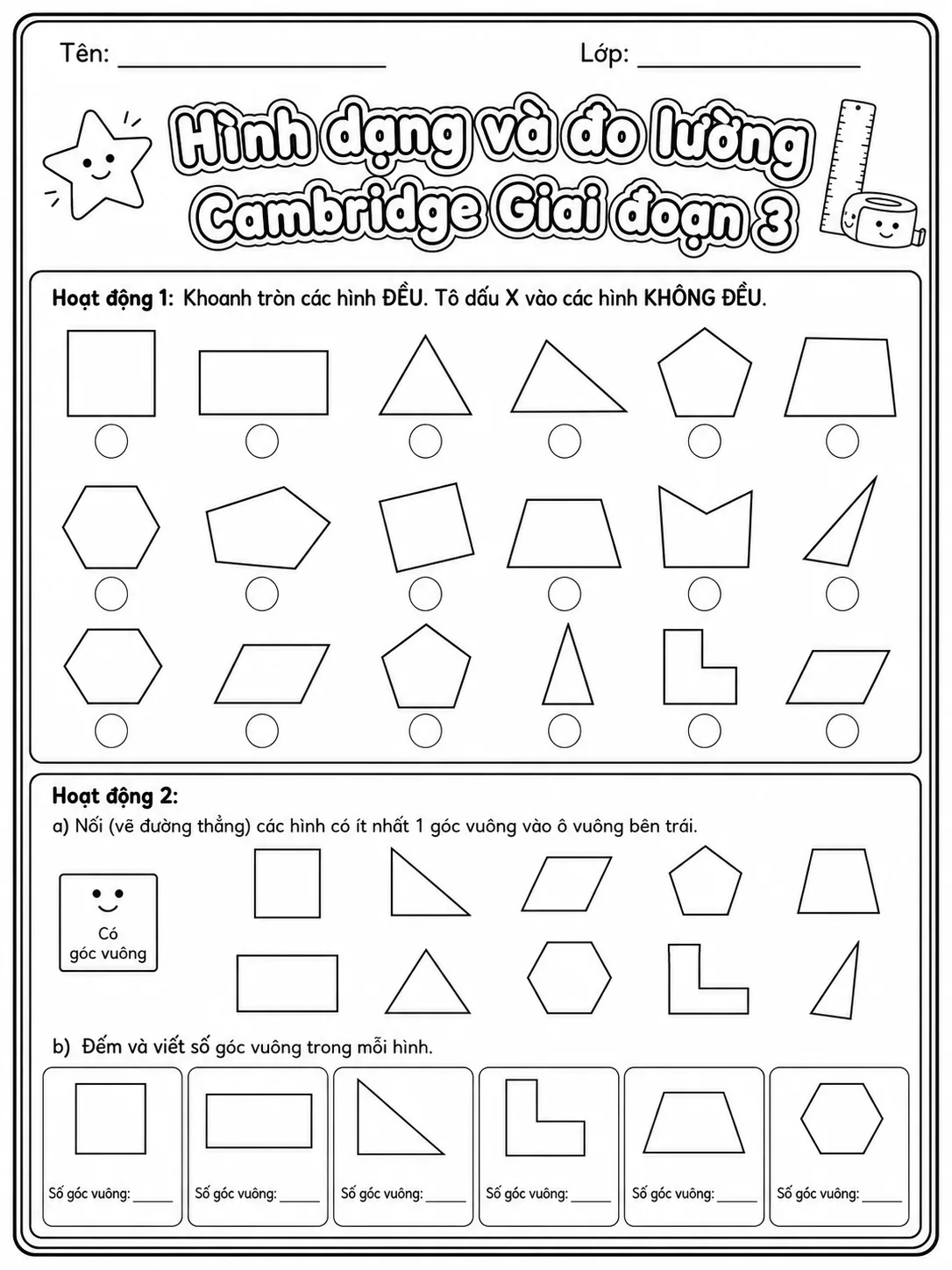 Phép cộng Cambridge Giai đoạn 3 - Gói bài tập 05 bản xem trước bài tập Toán Cambridge tiếng Việt trên KiwiBee