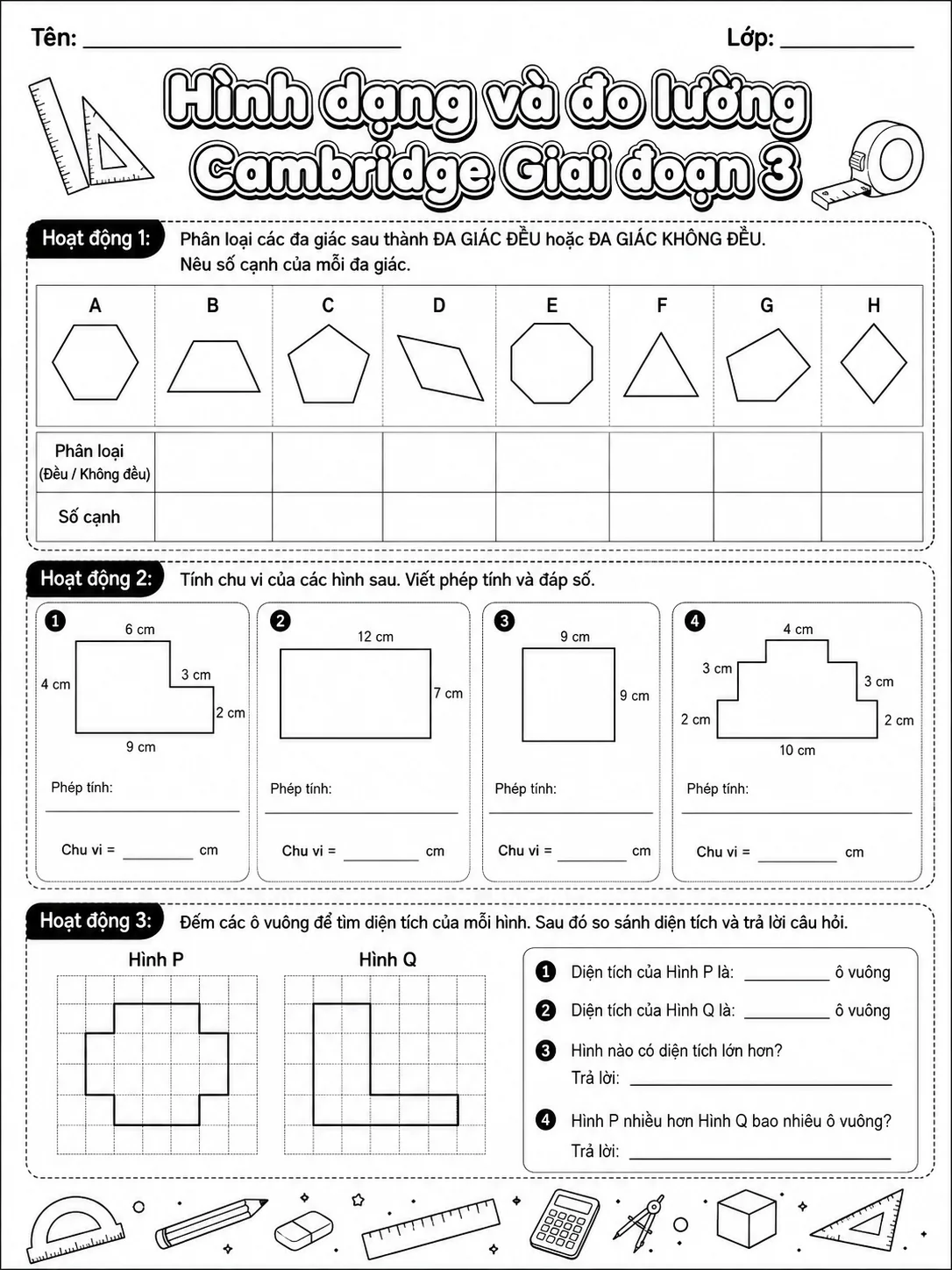 Phép cộng Cambridge Giai đoạn 3 - Gói bài tập 05 trang 8 bản xem trước bài tập Toán Cambridge tiếng Việt