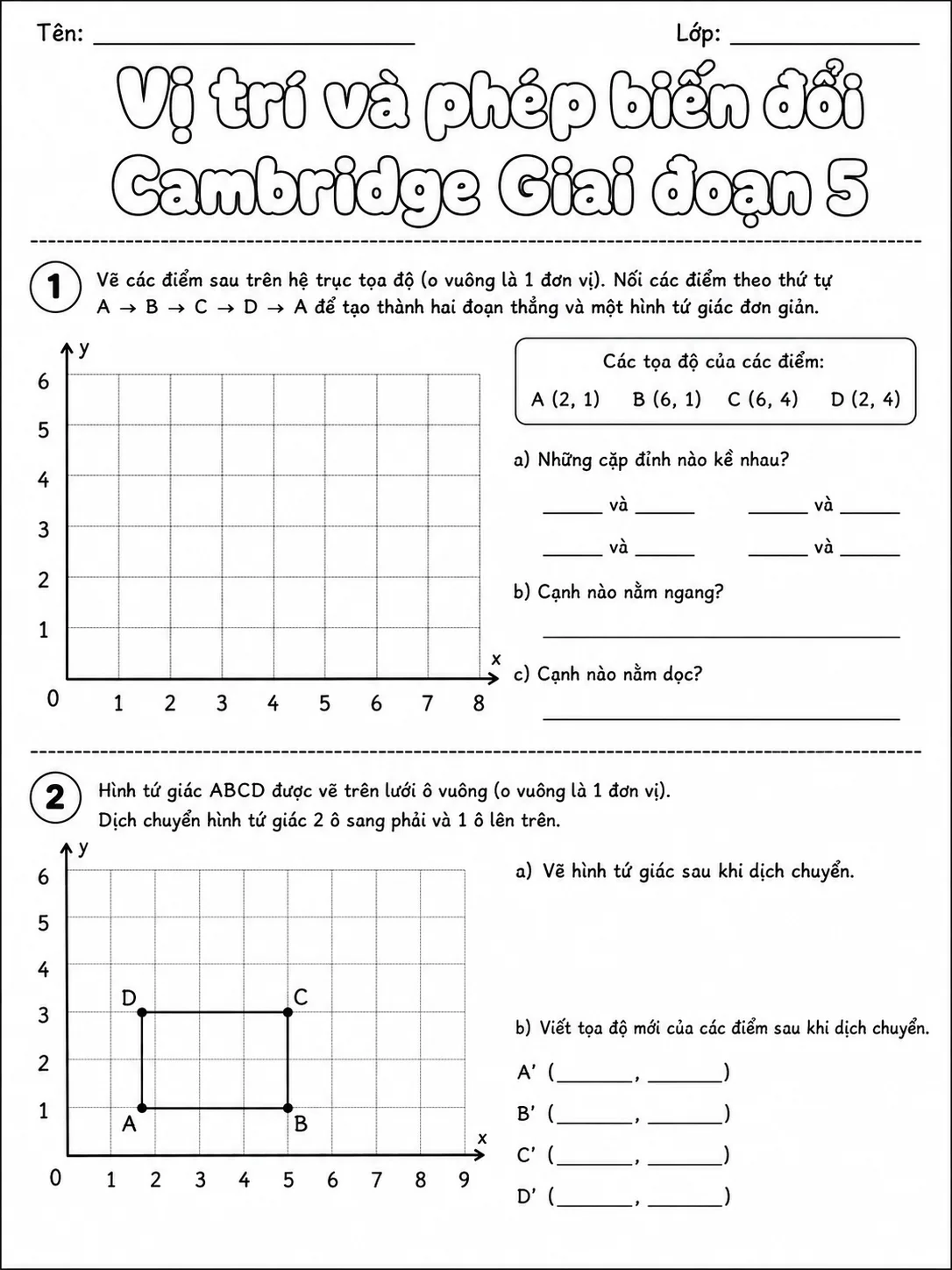 Phép cộng Cambridge Giai đoạn 5 - Gói bài tập 50 trang 3 bản xem trước bài tập Toán Cambridge tiếng Việt